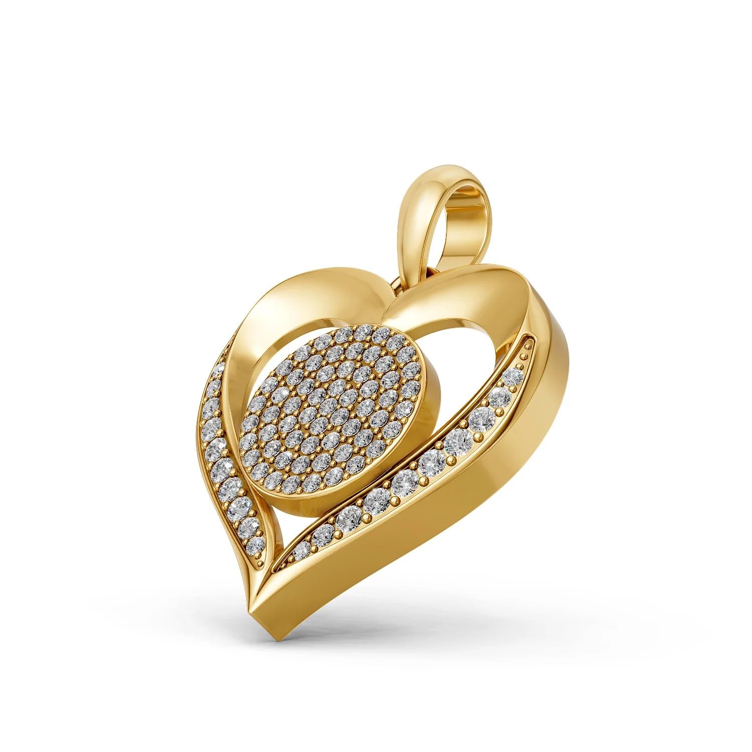 Iced Out Heart Framed Round Cluster 0.49 CT.T.W Round Diamonds Pendant for Her