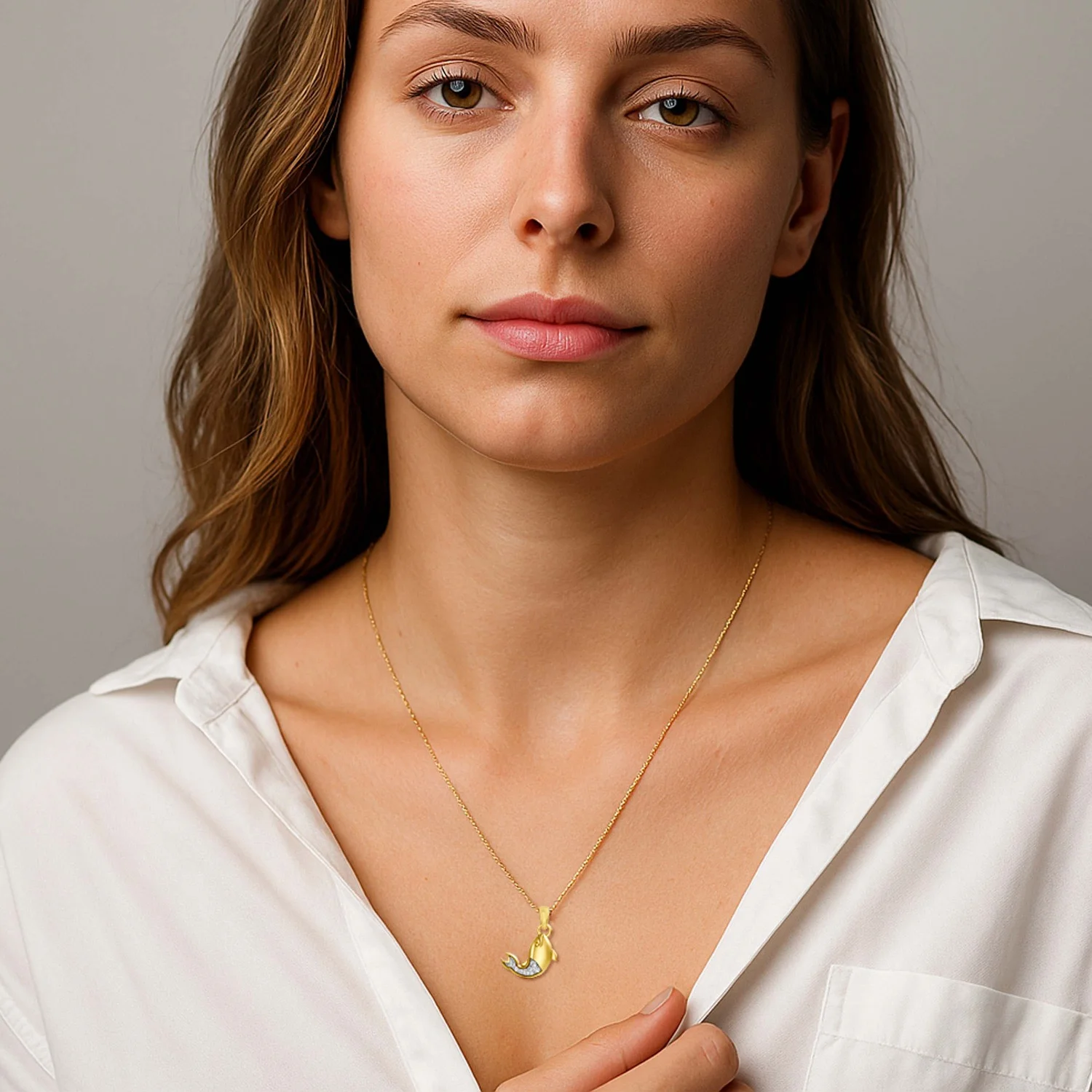 Fish Charm with 0.06 CT.T.W Diamond Pendant