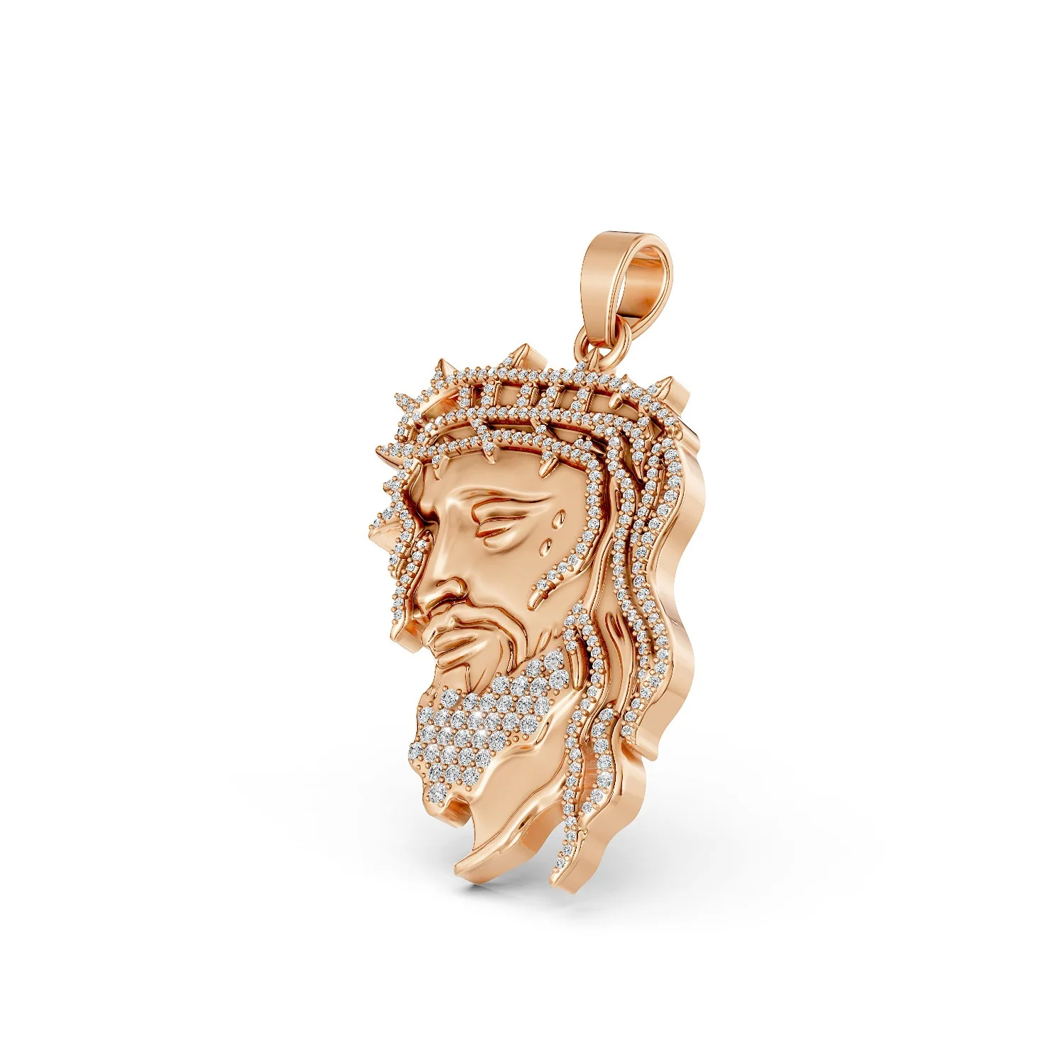 Solid Gold Jesus Pendant with 0.49 CT.T.W Intricate Natural Diamond Detailing