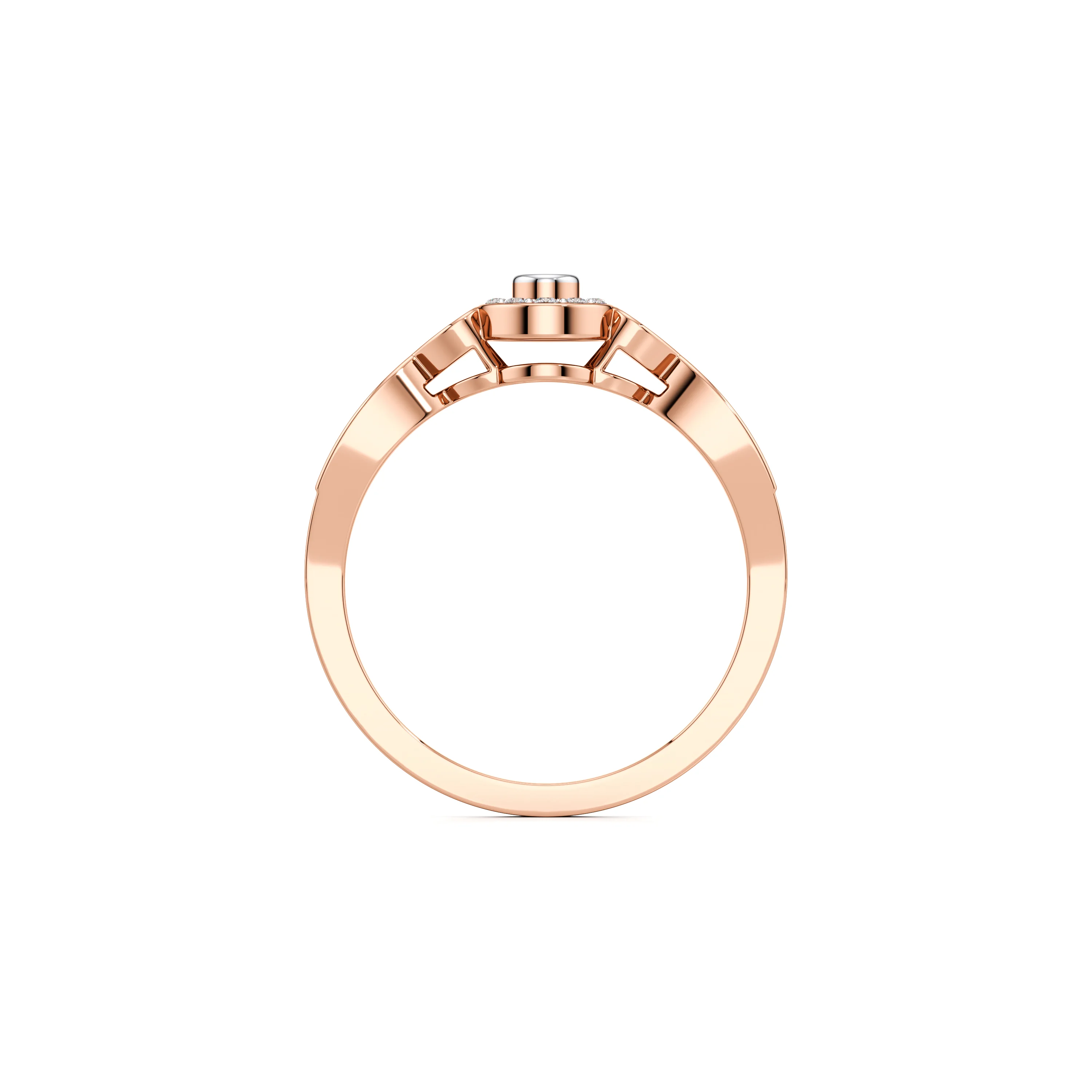 10K Rose Gold Classic Flower Halo 0.16CT.T.W Diamond Engagement Ring