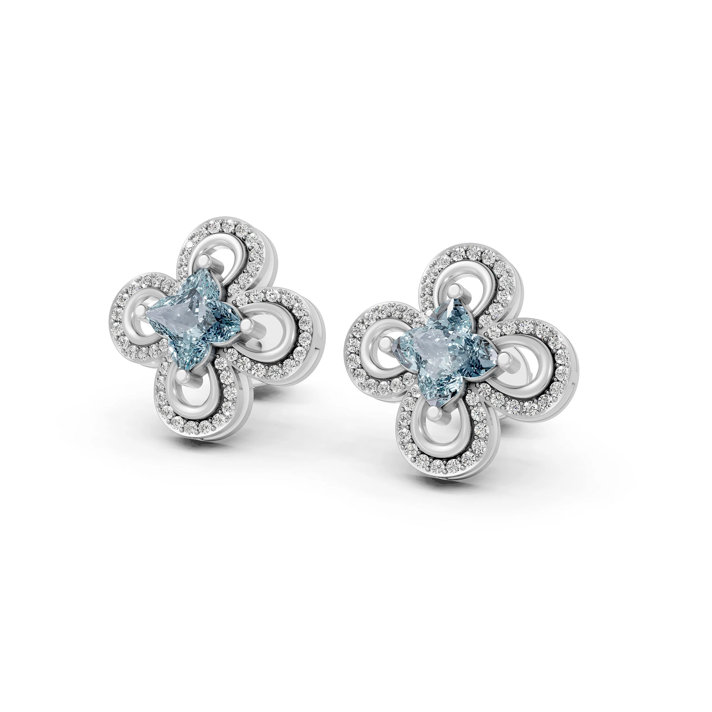 Luxe Gold Fancy Cut Lab-Grown Diamond Elegant Floral Earrings