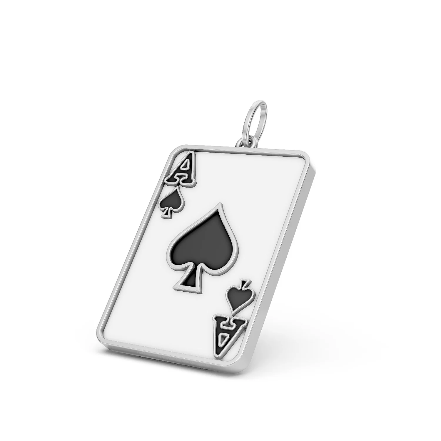10K White Gold Stunning Gold Ace of Spades Pendant