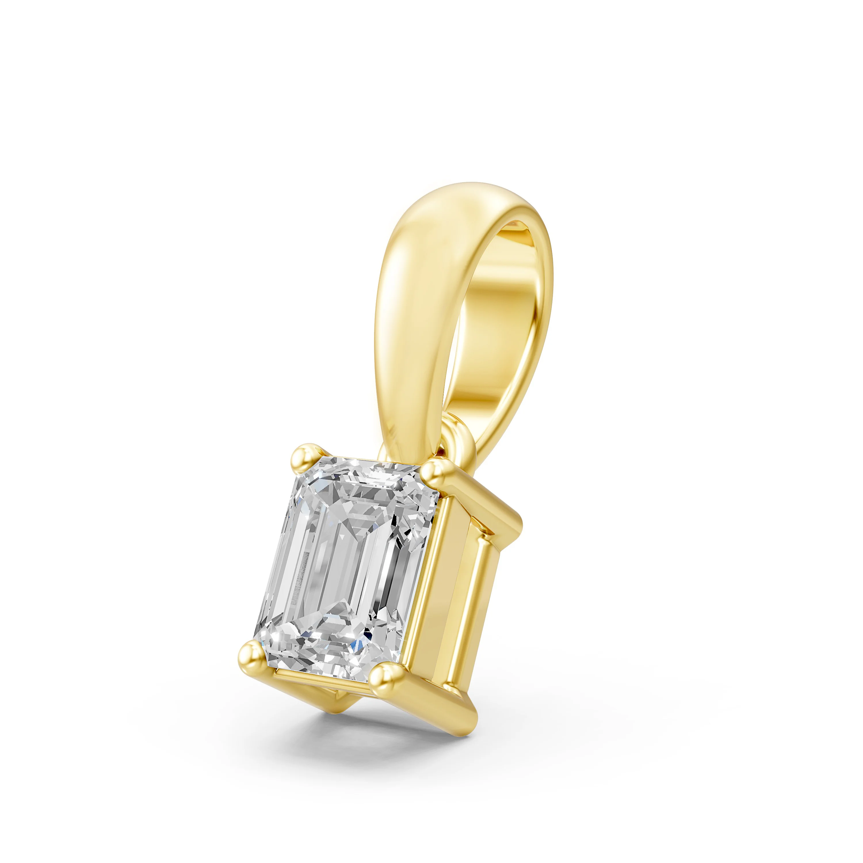 Solid Gold 0.20 Carat Emerald Bezel Cut Solitaire Diamond Unisex Pendant