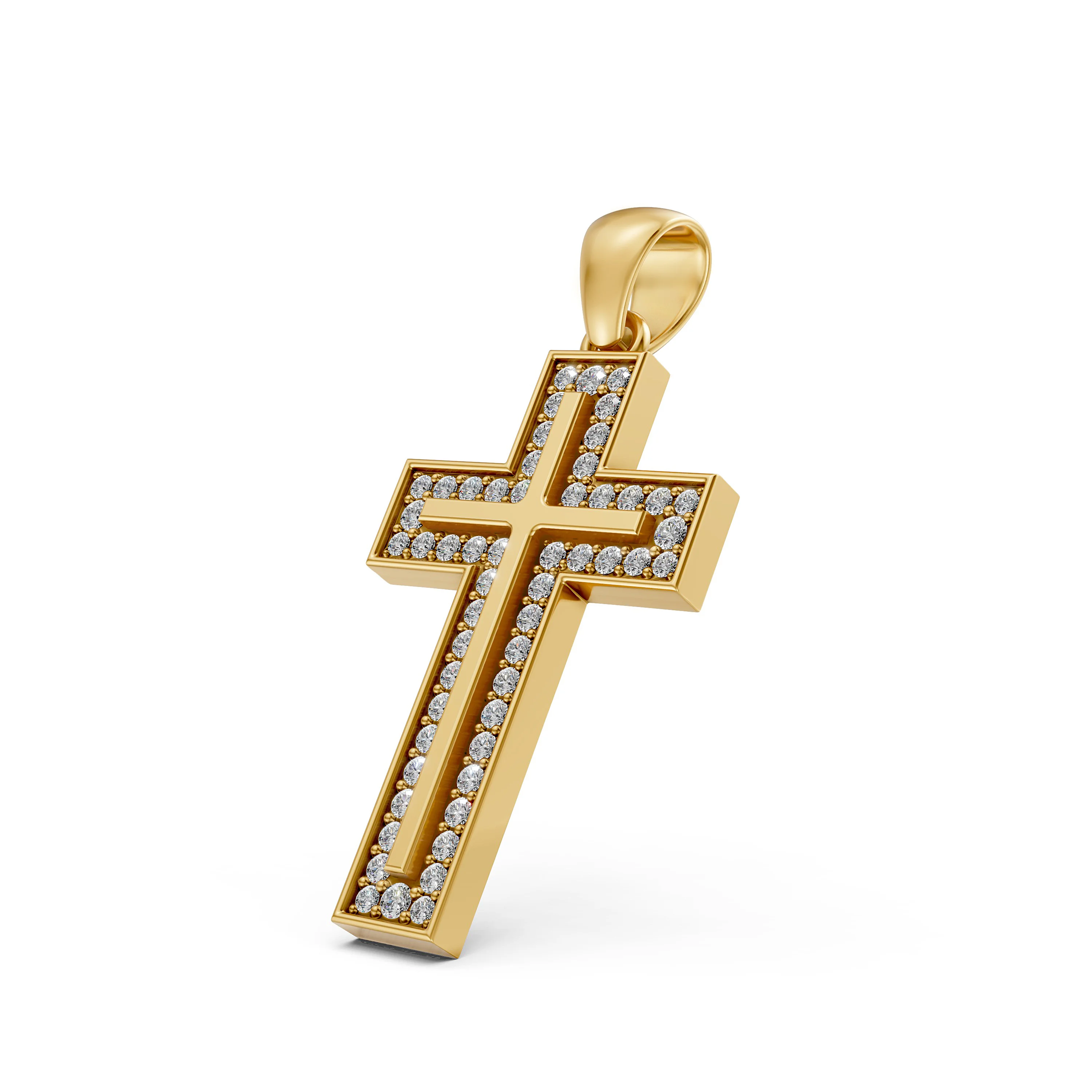 Solid Gold Cross Pendant with 0.33 CT.T.W Diamond