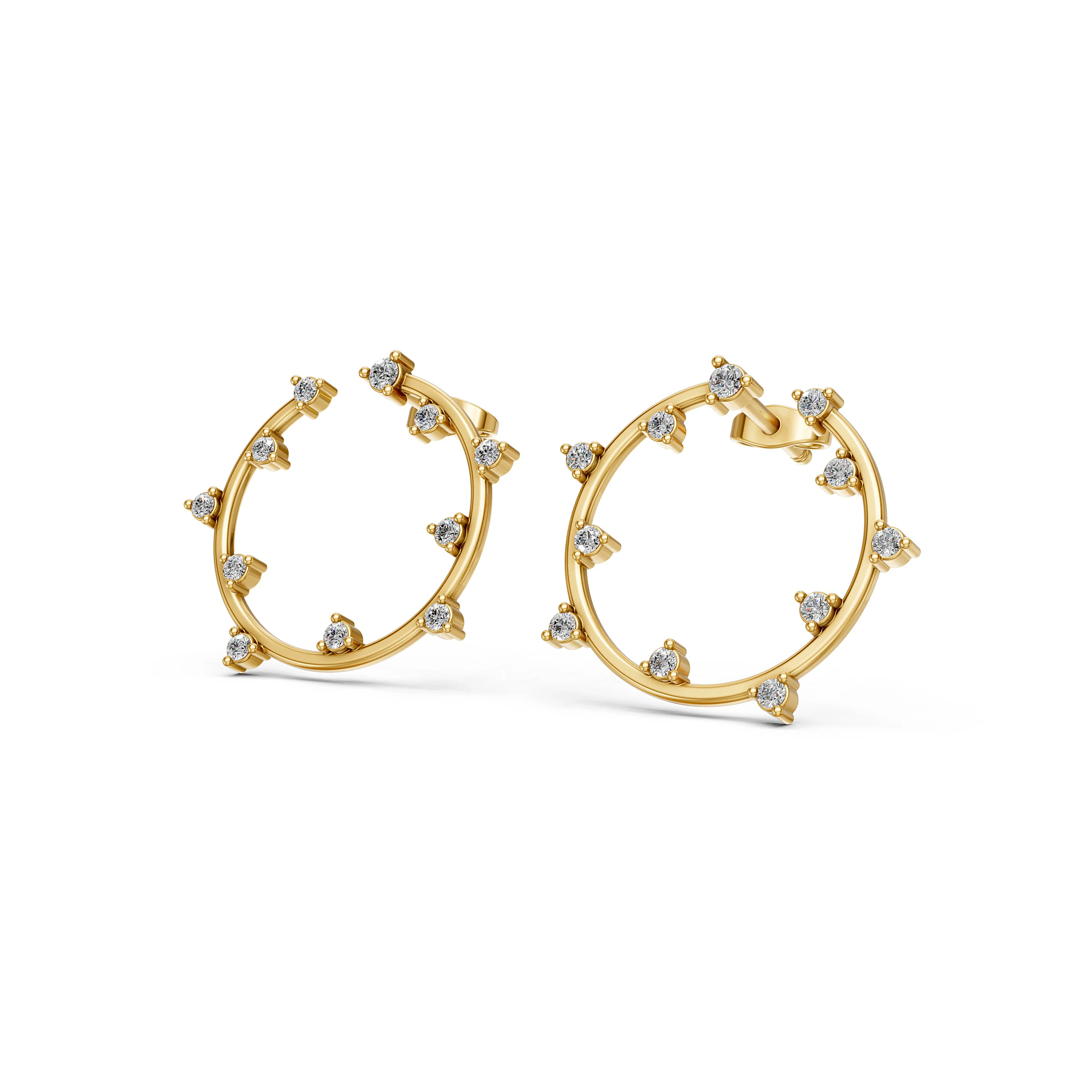Solid Gold Diamond Classic Stud Earrings