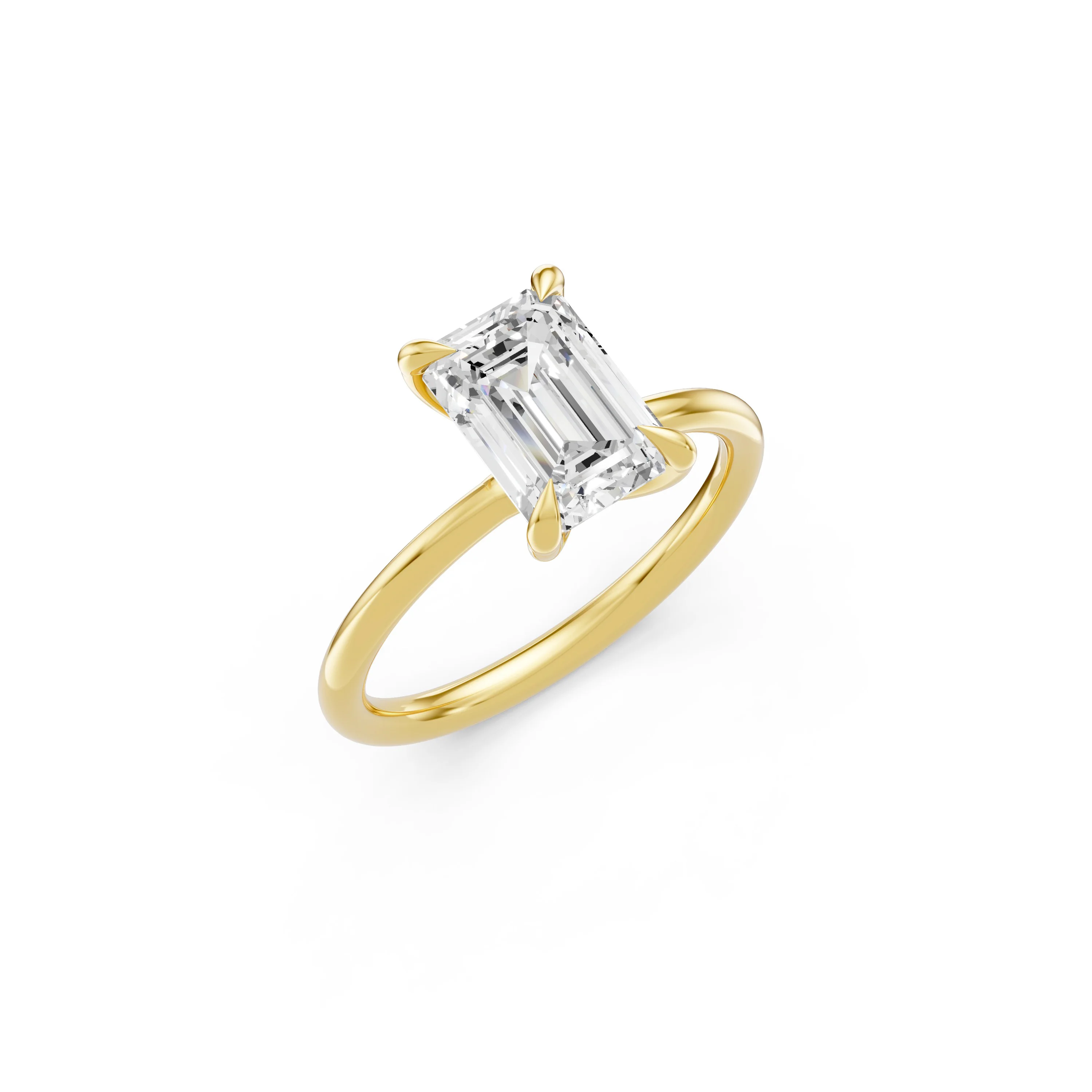 Solid Gold Emerald-Cut Lab Grown Diamond Solitaire Ring