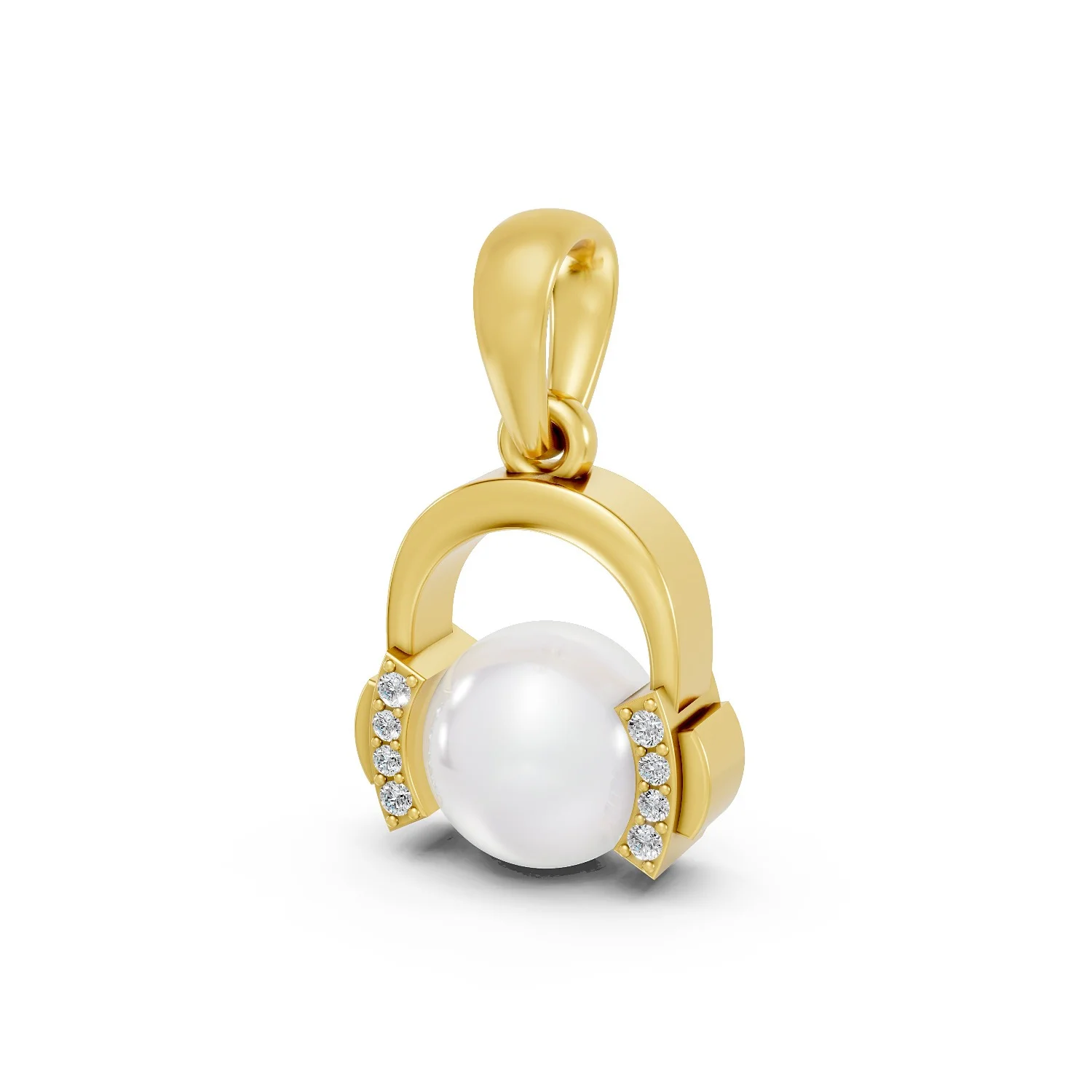 Solid Gold Pendant with Natural Diamond Accents and Lustrous Pearl