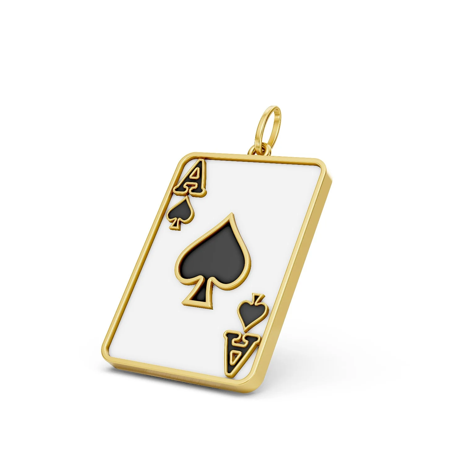 Solid Gold Stunning Gold Ace of Spades Pendant
