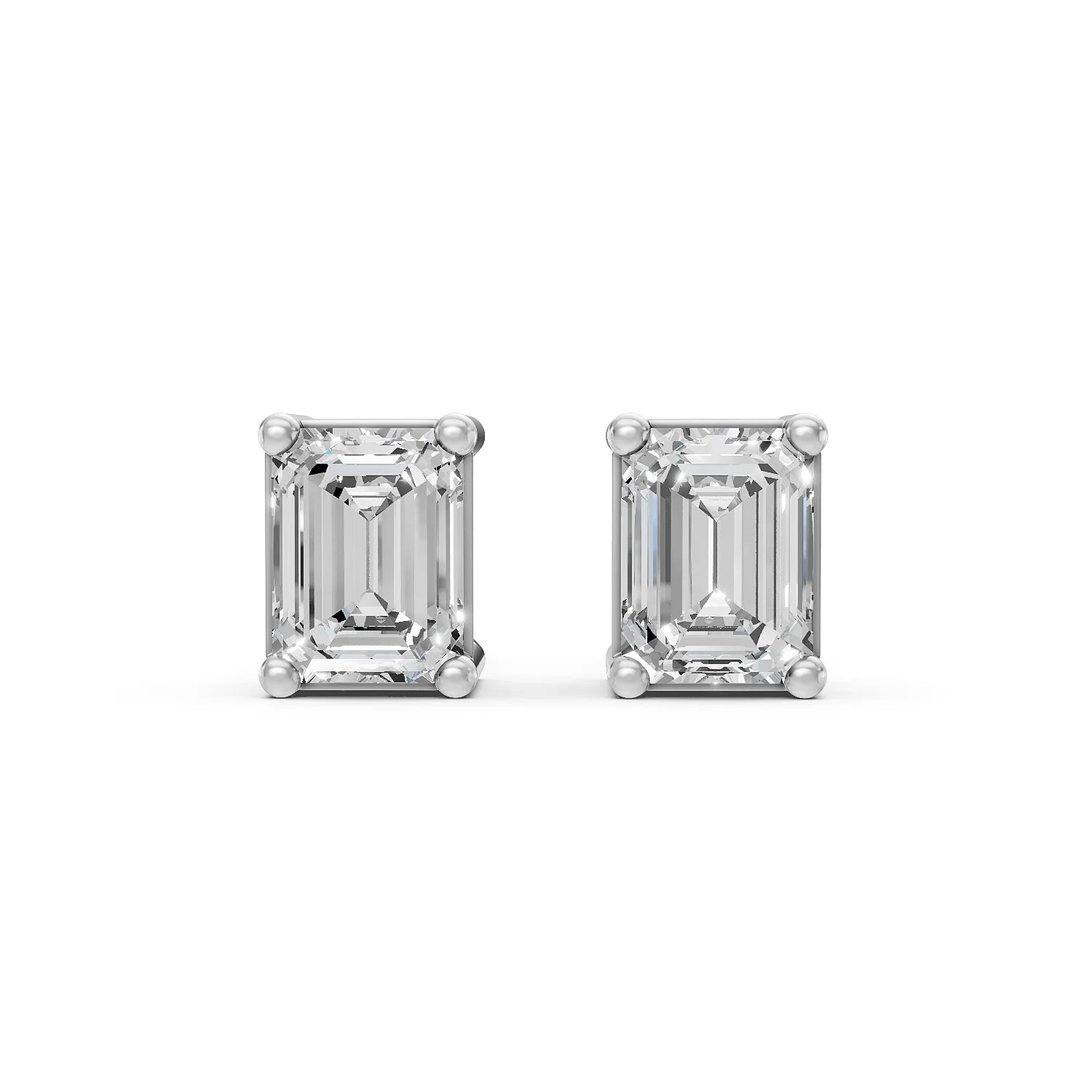 10K White Gold 0.40 Carat Emerald Cut Solitaire Diamond Stud Earrings with Screw Back - Unisex Jewelry