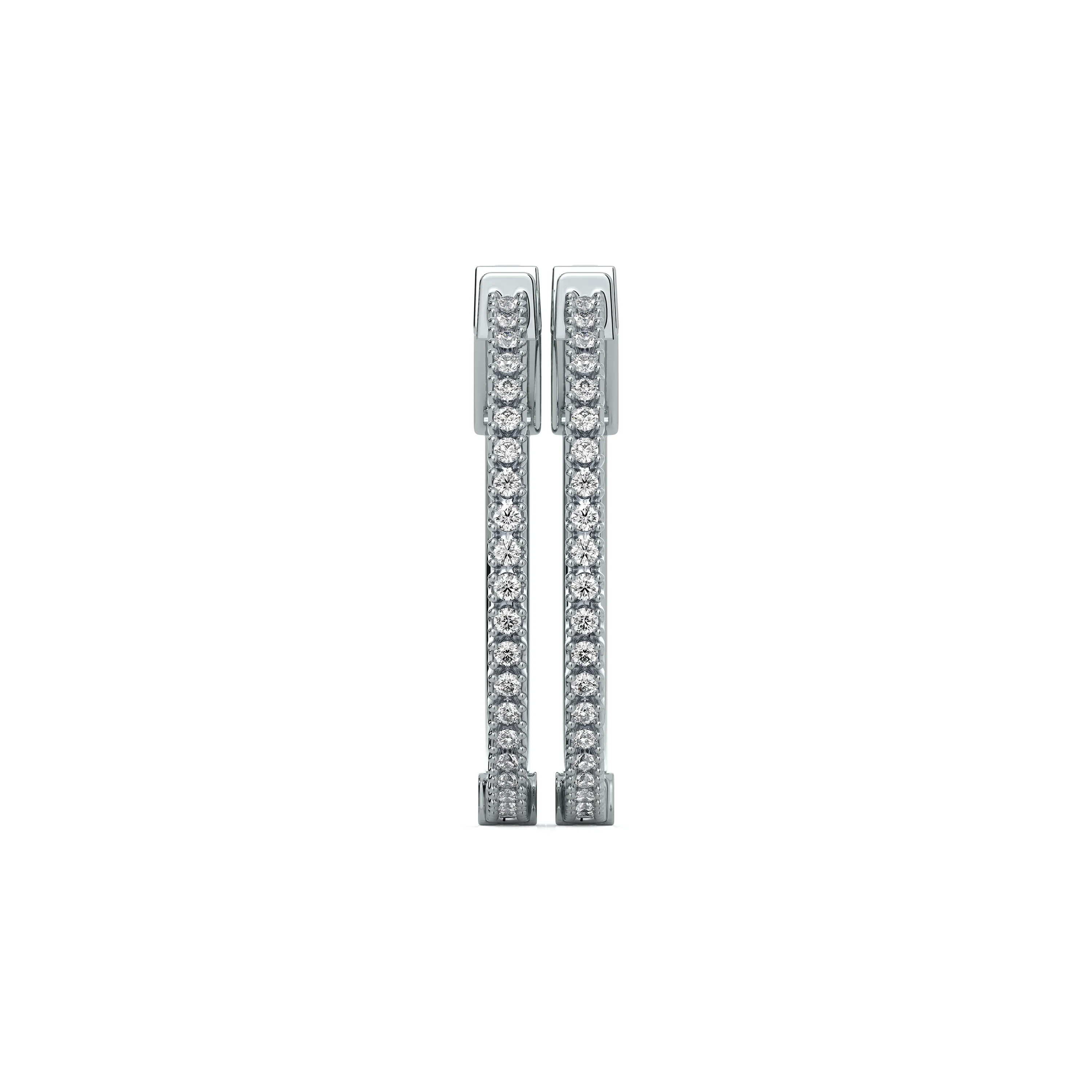 10K White Gold 0.31 CT.T.W Round Diamond Hoop Earring