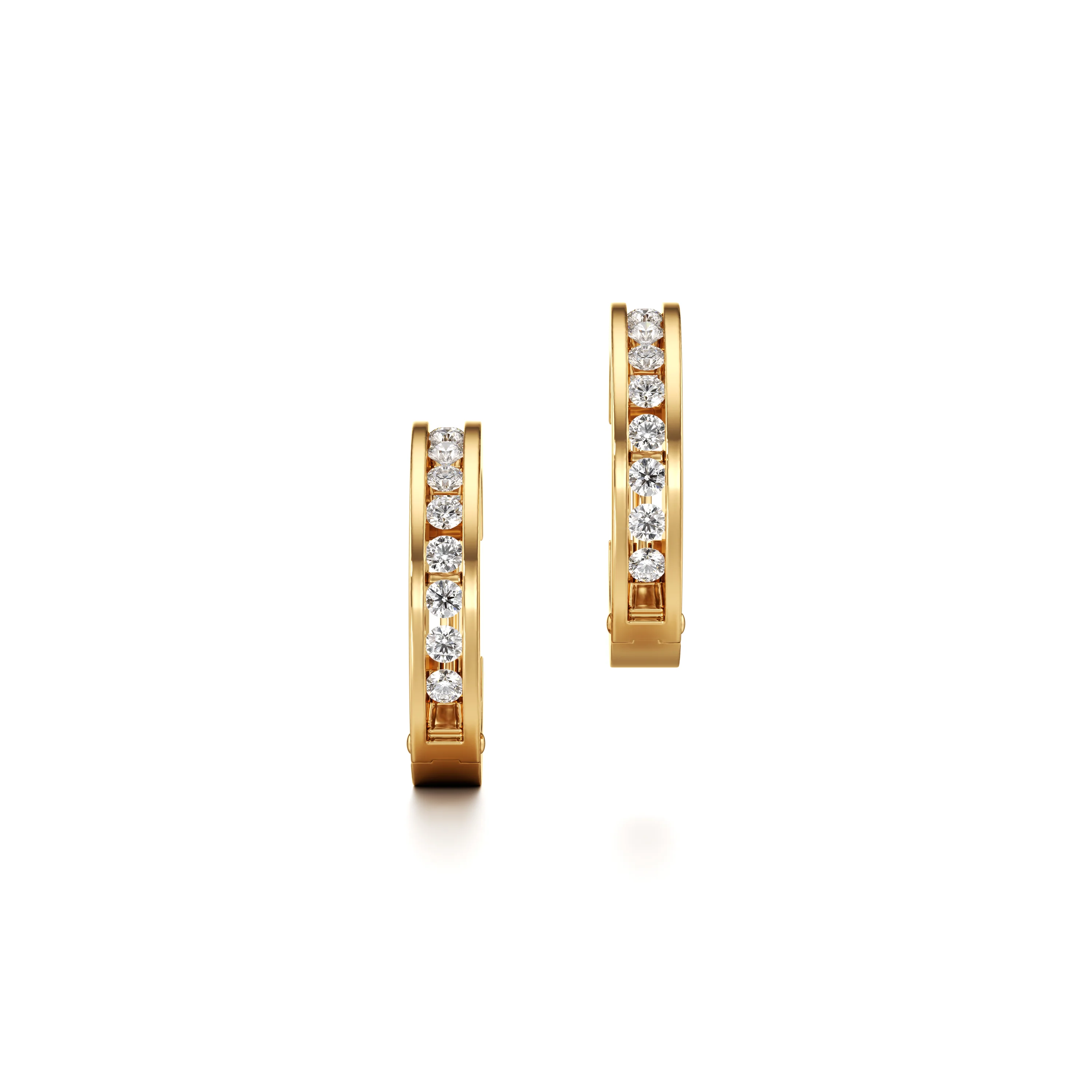 Busing Hoop Gold Round Earrings With Diamond
