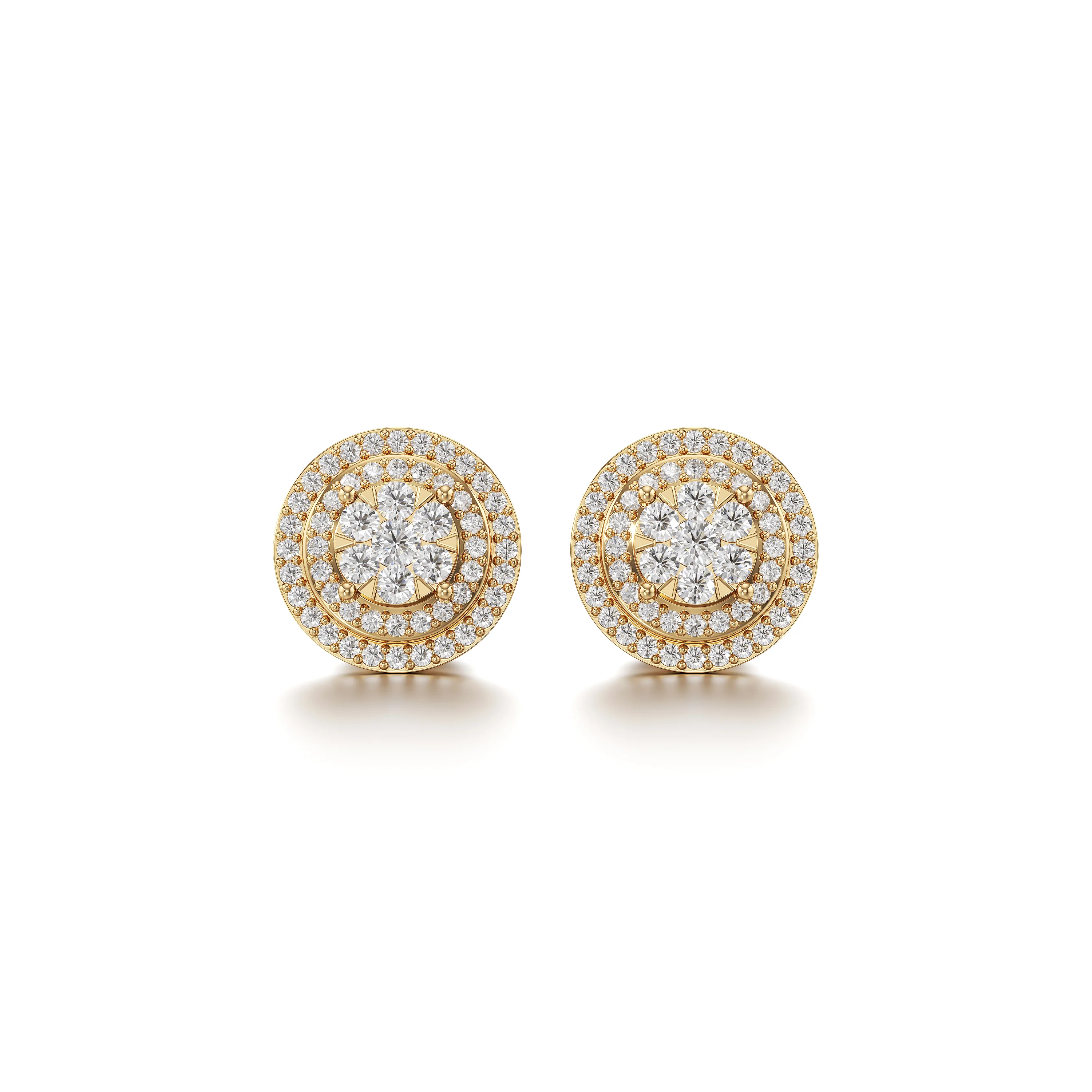 Stepped Cluster 0.67CT.T.W Diamond Stud Earrings