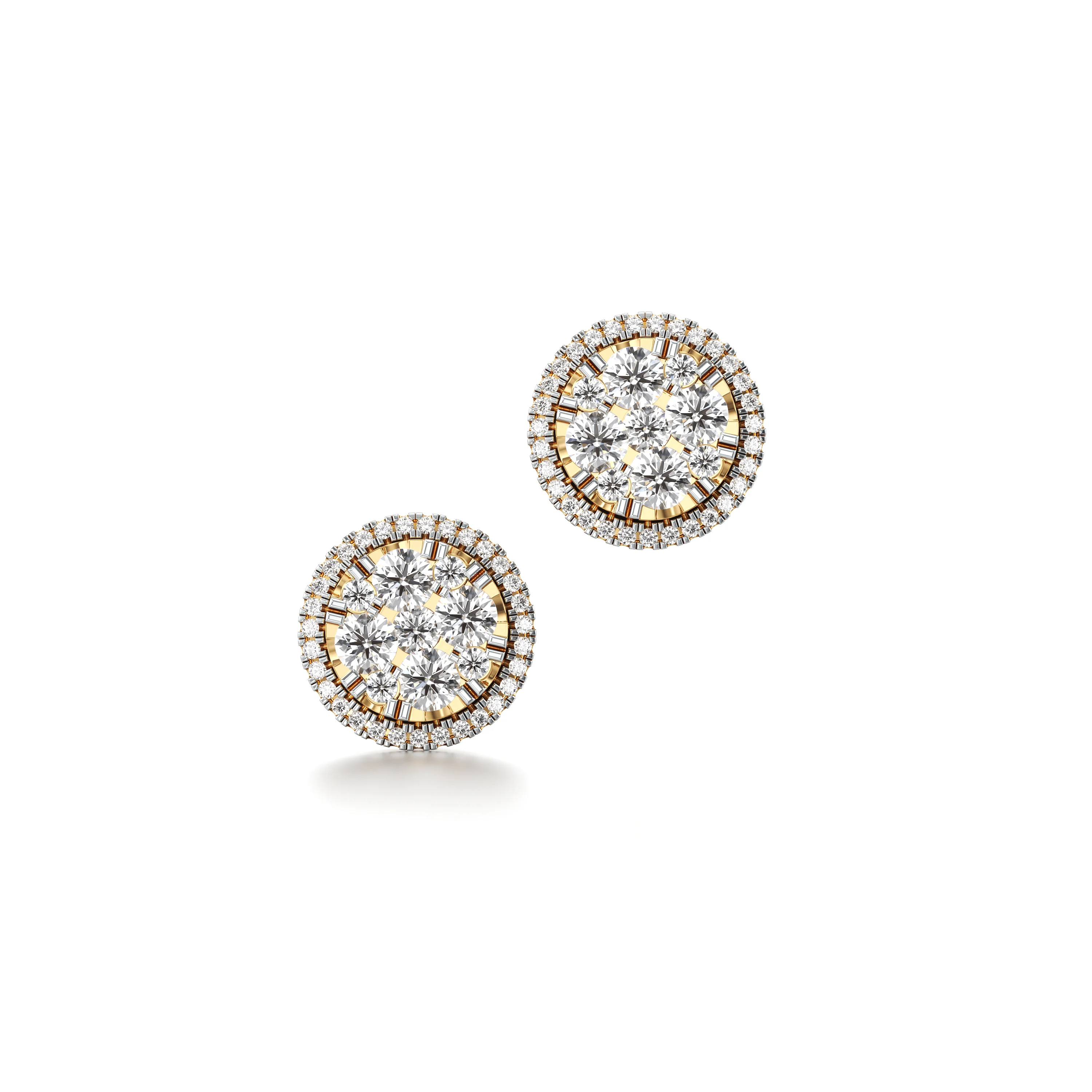Round Diamond Stud Earrings - 0.54 ct Halo Design
