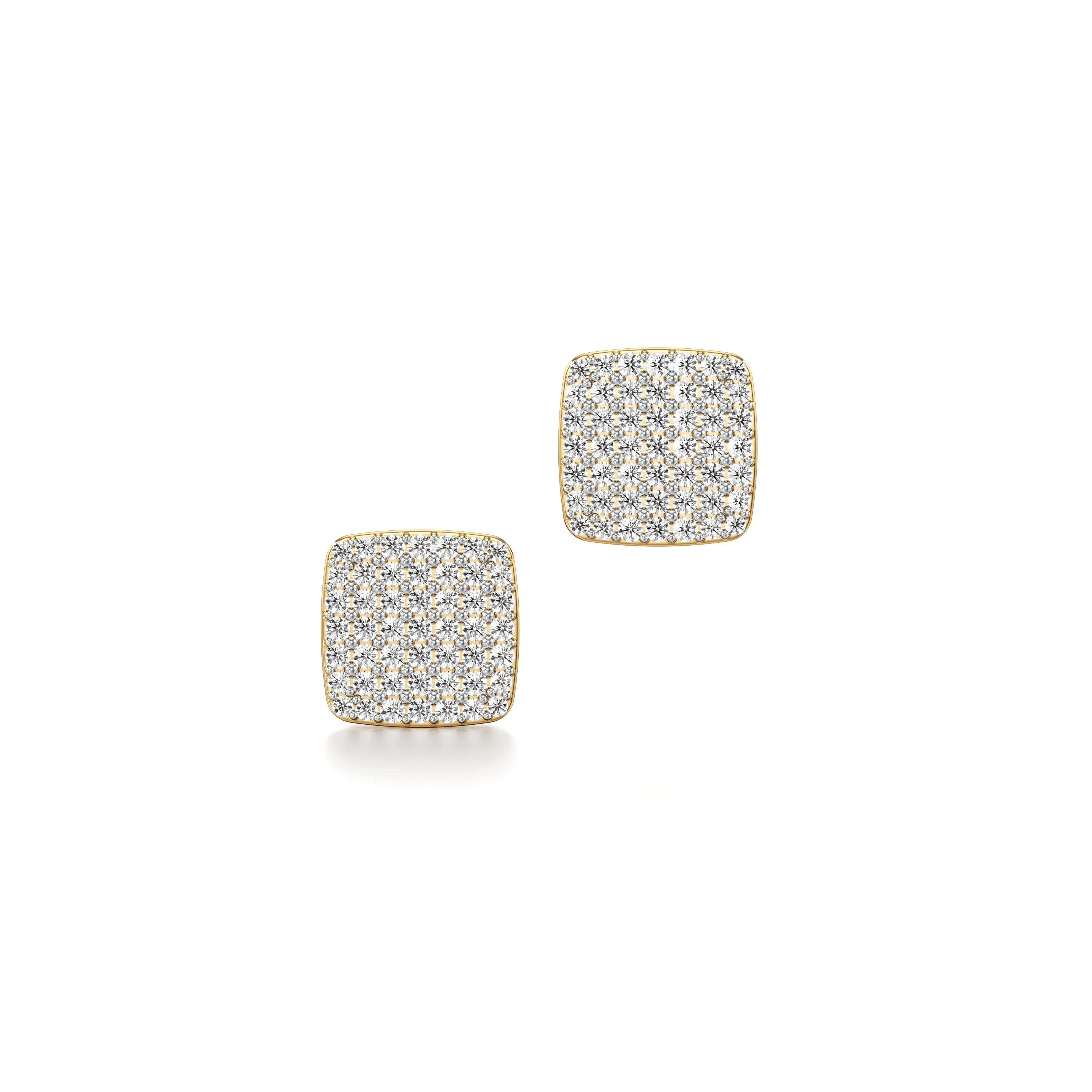 Square Unisex Stud Earrings 0.32 Cttw Diamond Cluster Halo Design