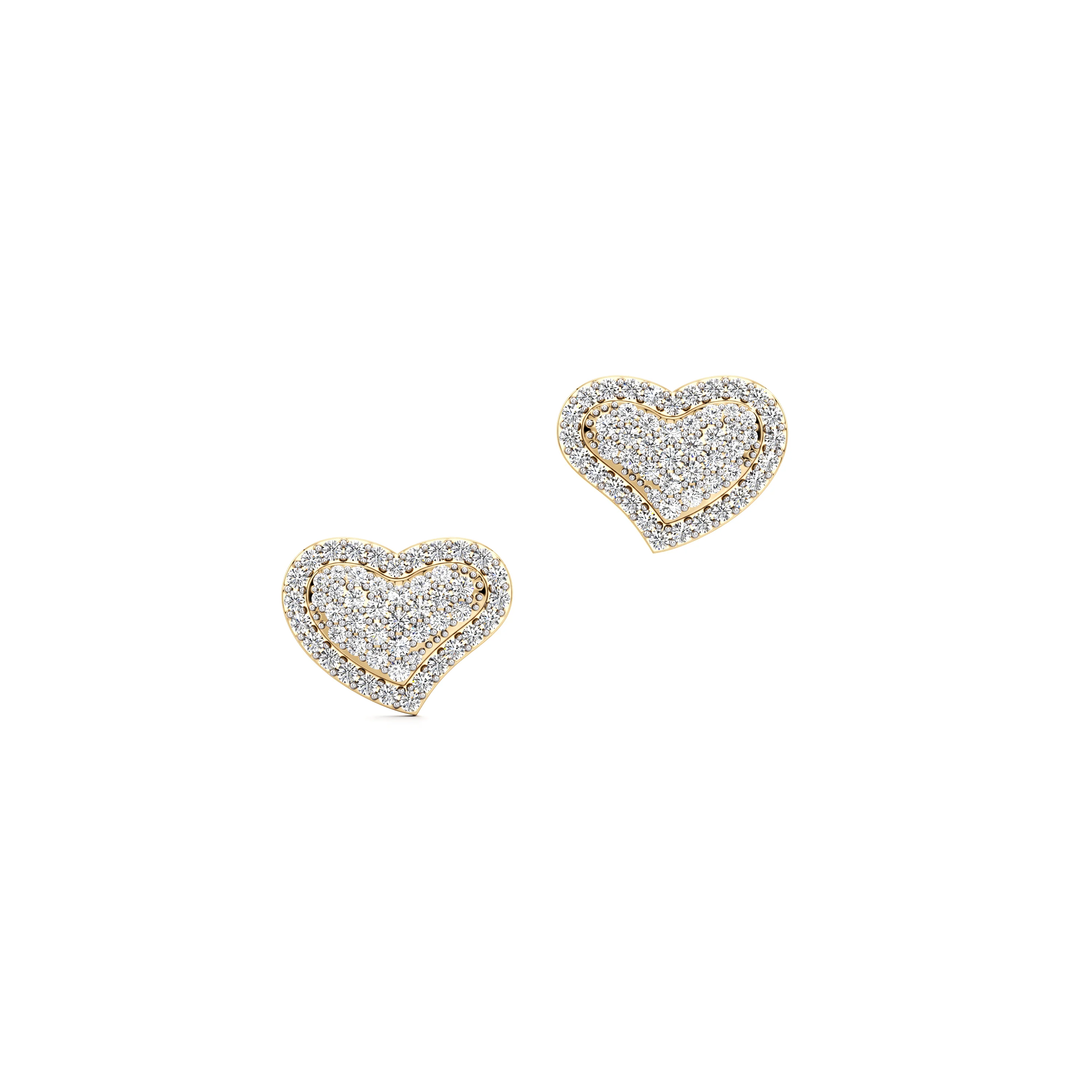 Tilted Love 1.00 CT.T.W Diamond Flower Stud Earrings