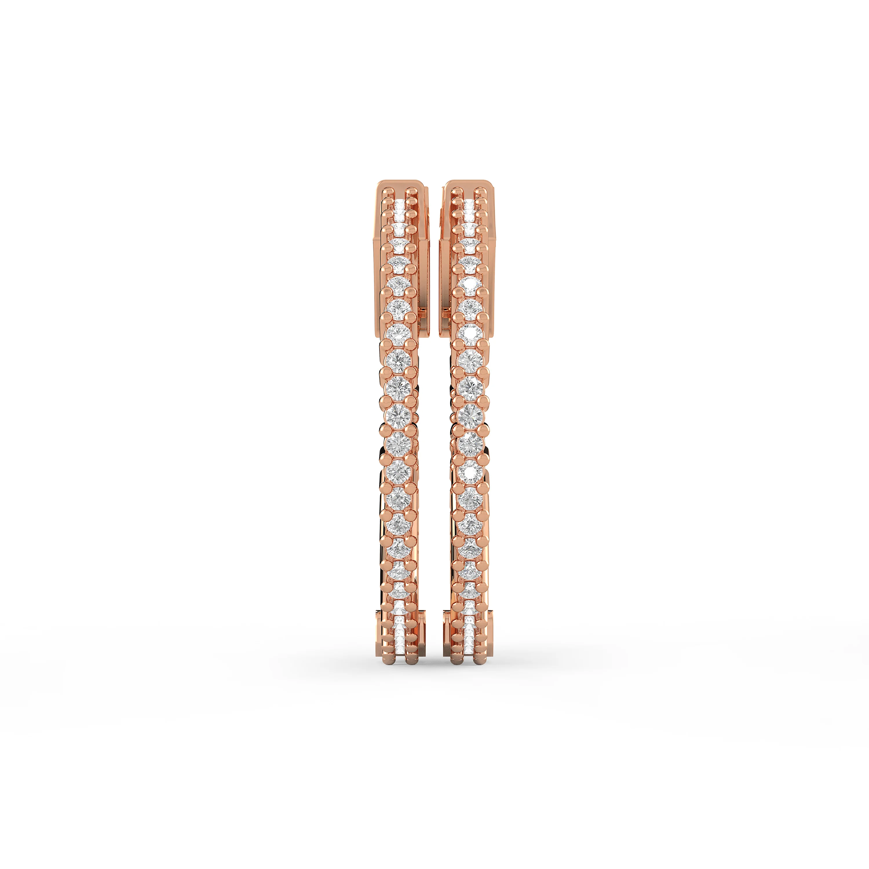 10K Rose Gold Classic Round Shape Hoop 0.53 CT.T.W Diamond Earrings