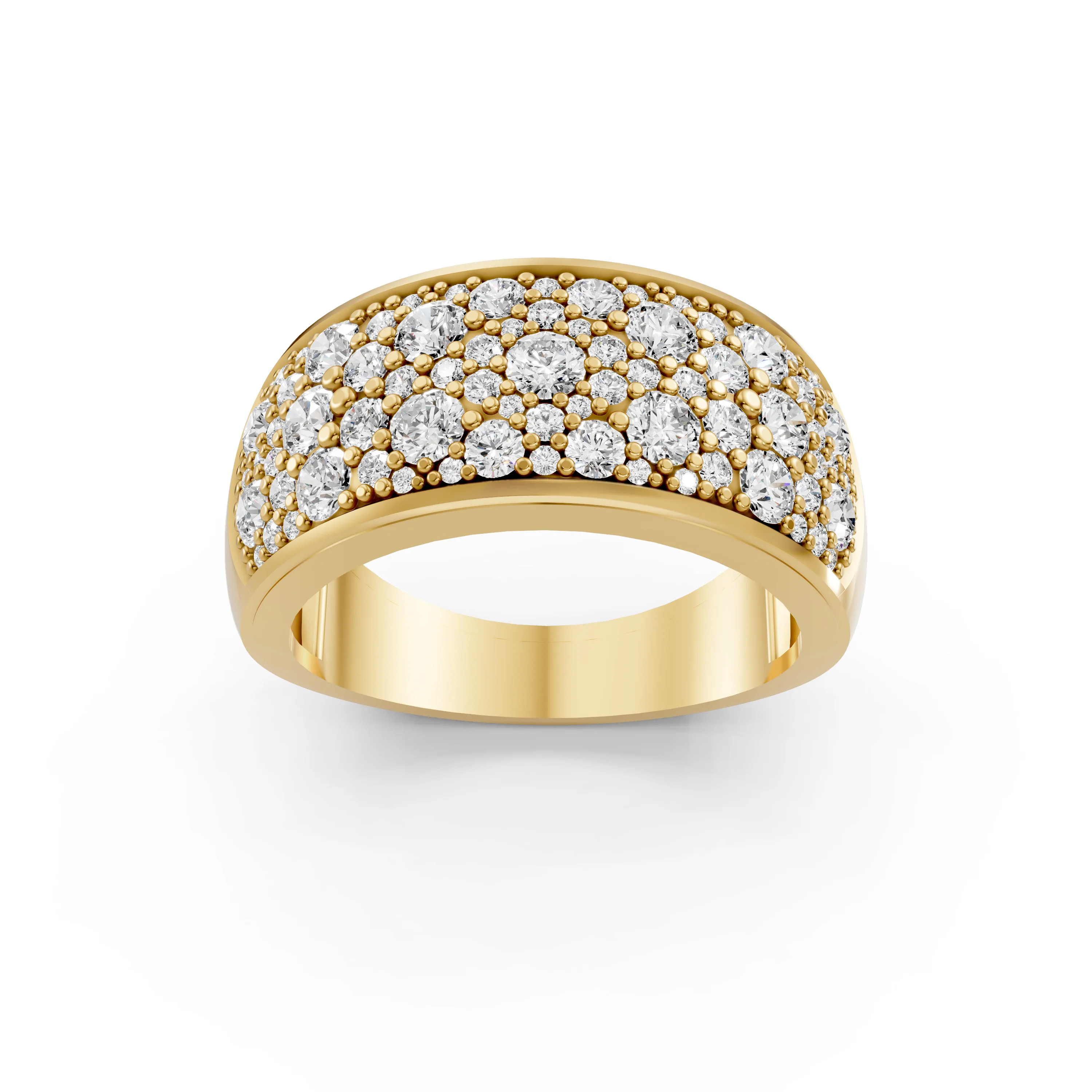Luxury 10K Yellow Gold Diamond Cluster Band Ring for Men and Women-Timeless Sparkle, Perfect Gift for Anniversary or Engagement | US-6