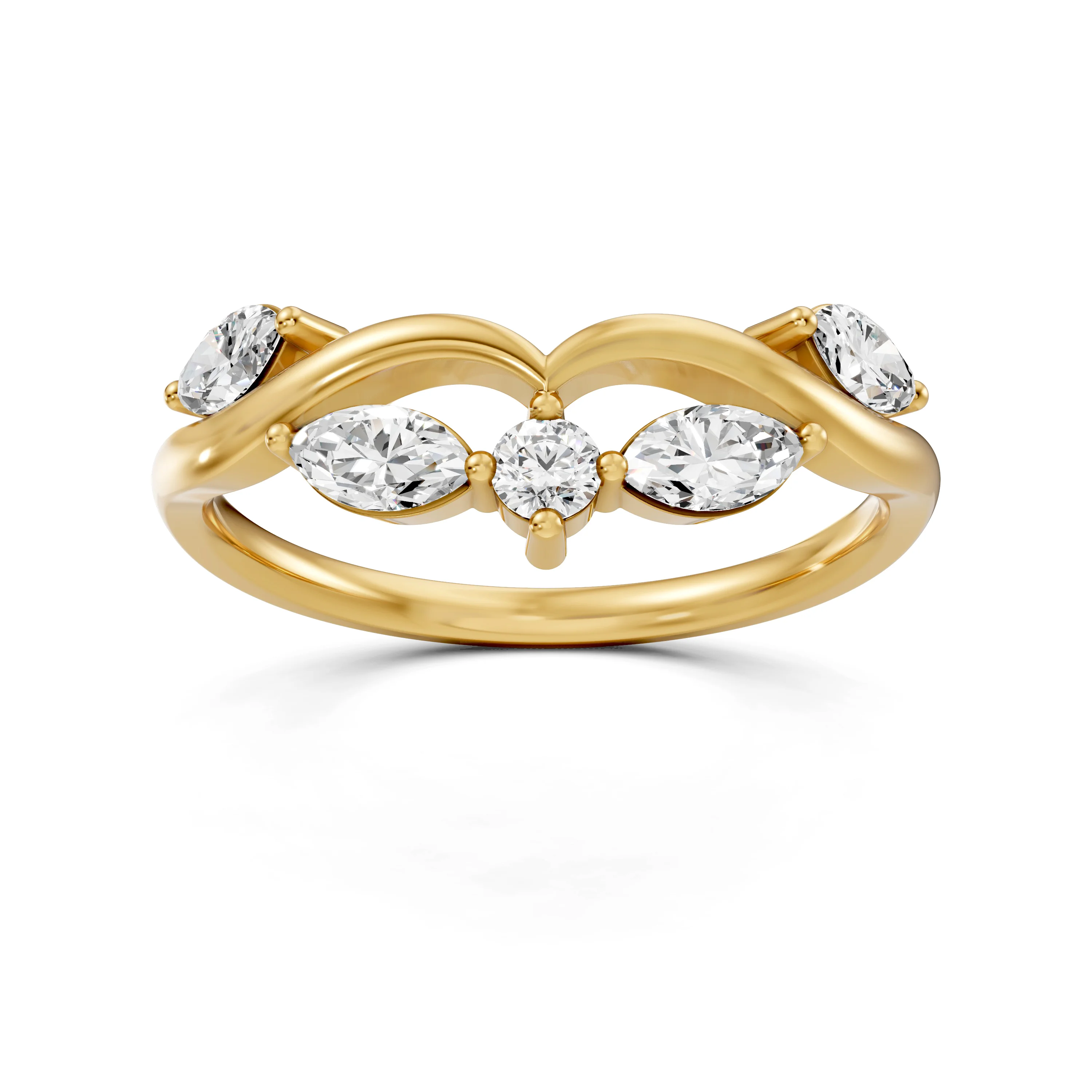 Marquise and Round Diamond Stackable Band for Her | Matching Wedding Band