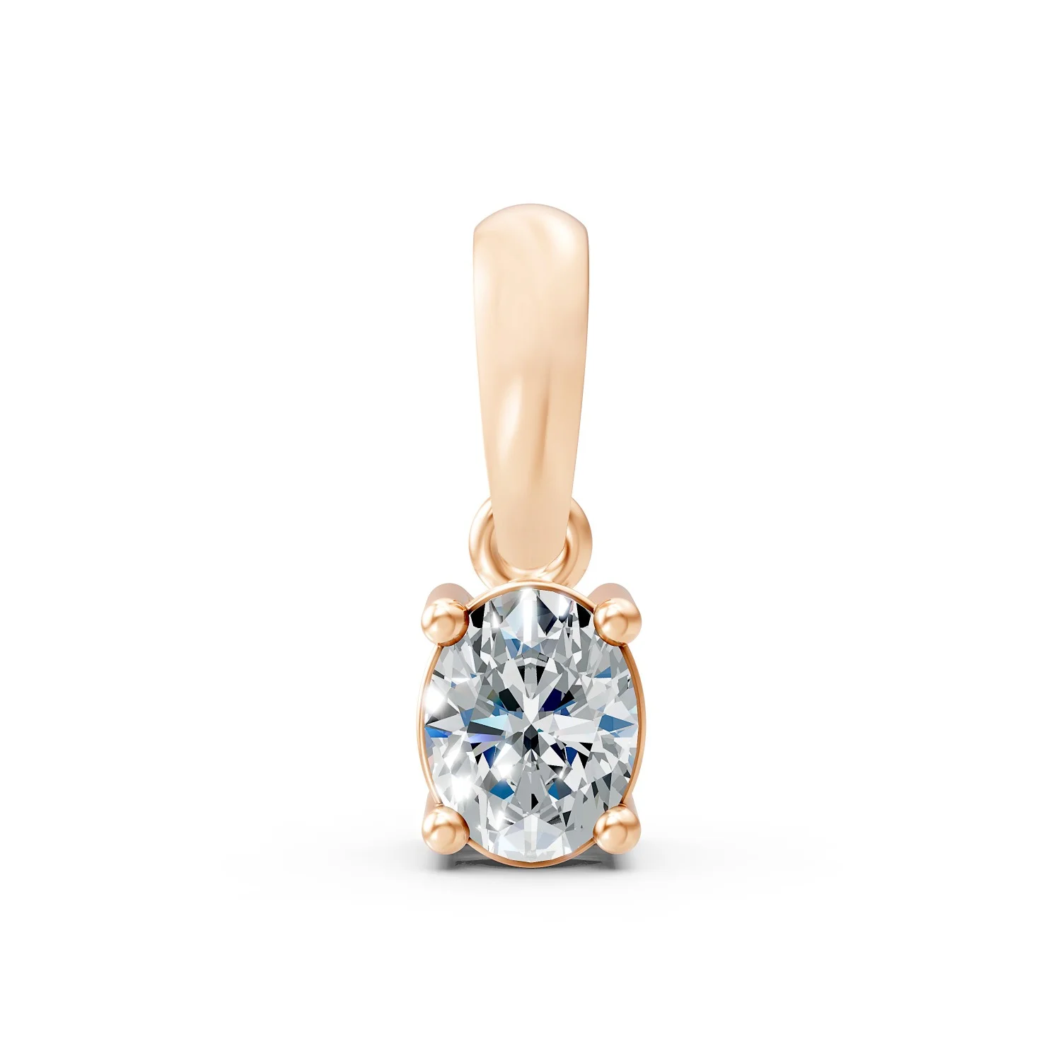 10K Rose Gold Elegant Diamond Pendant with Natural 0.20 Carat Oval Cut Diamond
