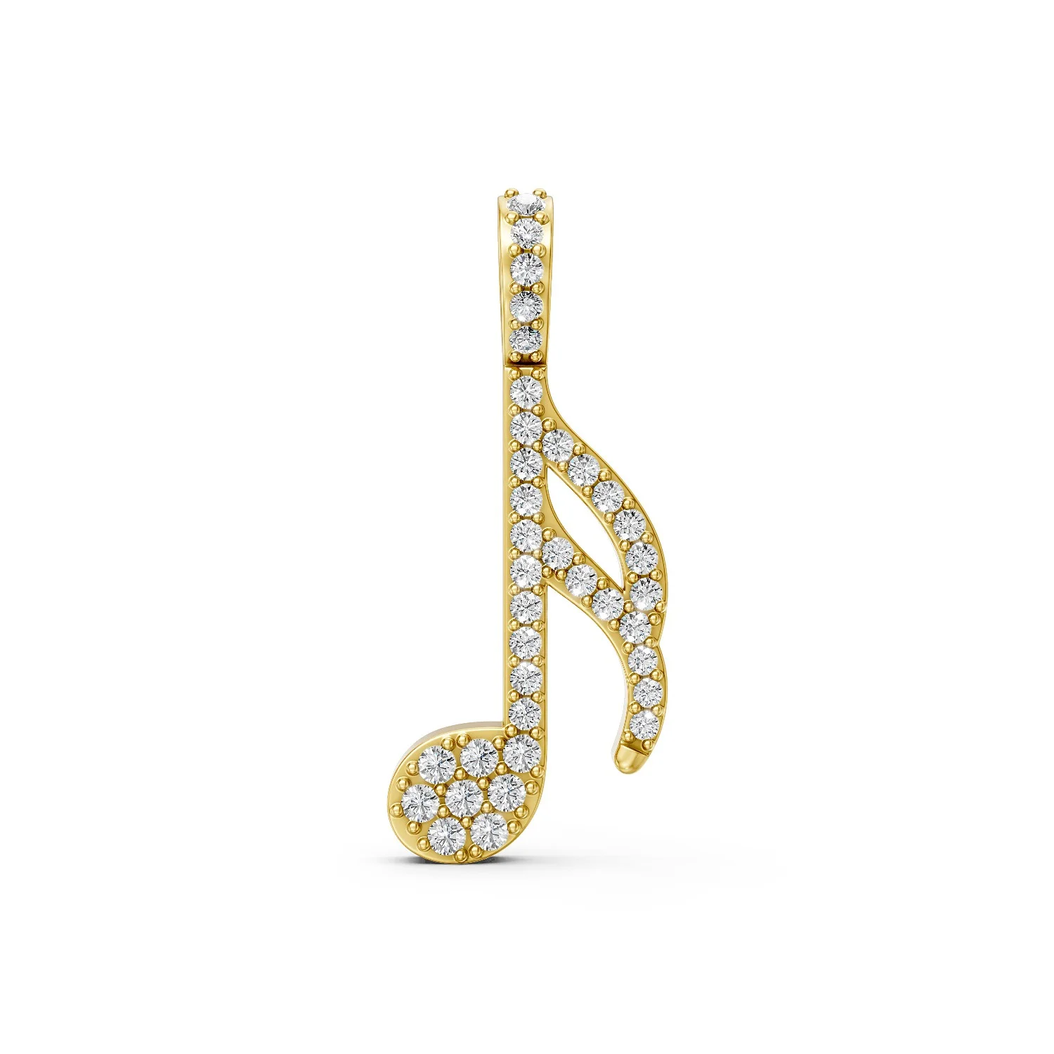 Solid Gold Musical Note Pendant with 0.25 CT.T.W Diamonds - Luxury Jewelry for Music Lovers