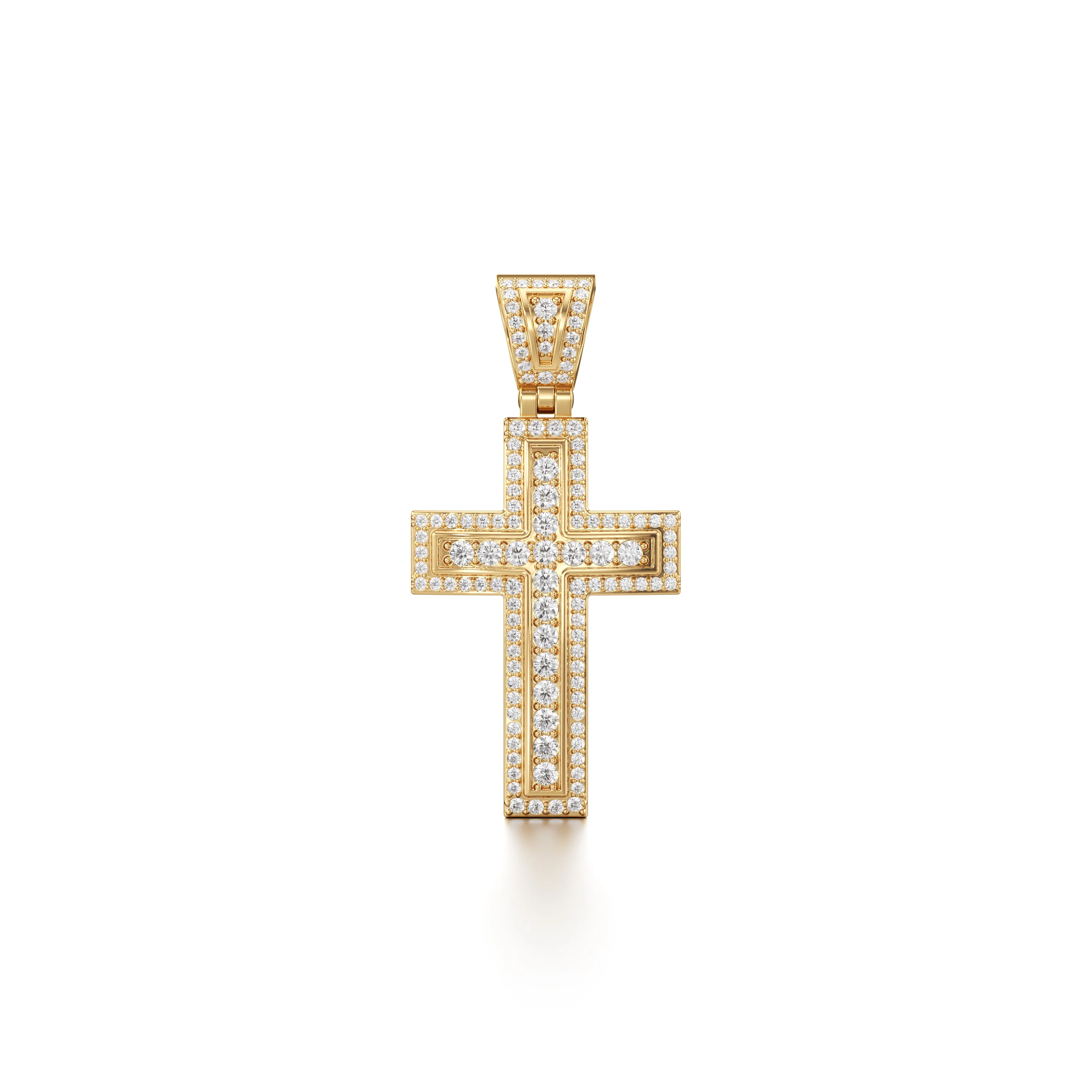 Religious Round Diamond Cross Pendant Jewelry