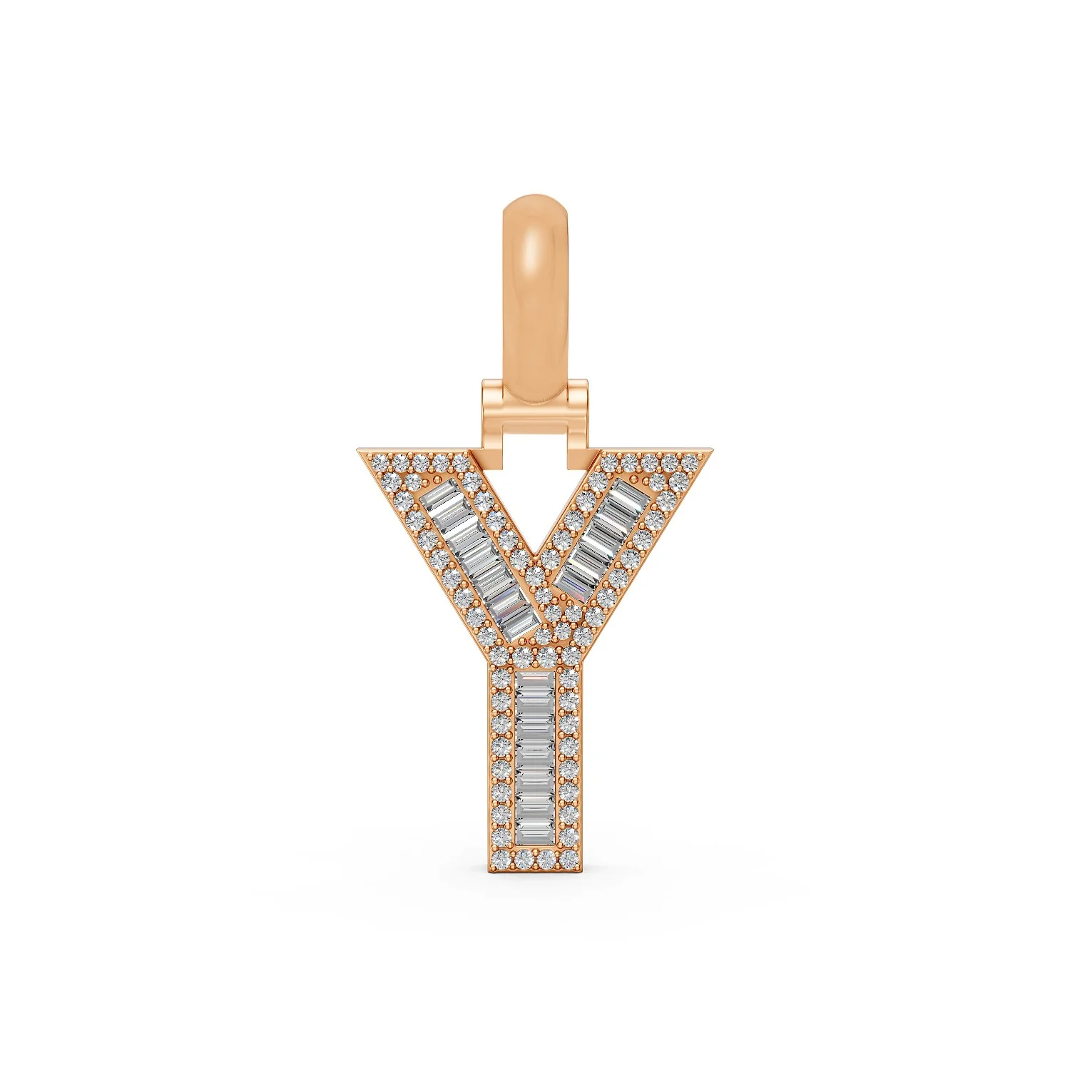 Initial Pendant In Gold Diamond-10K Gold-Rose