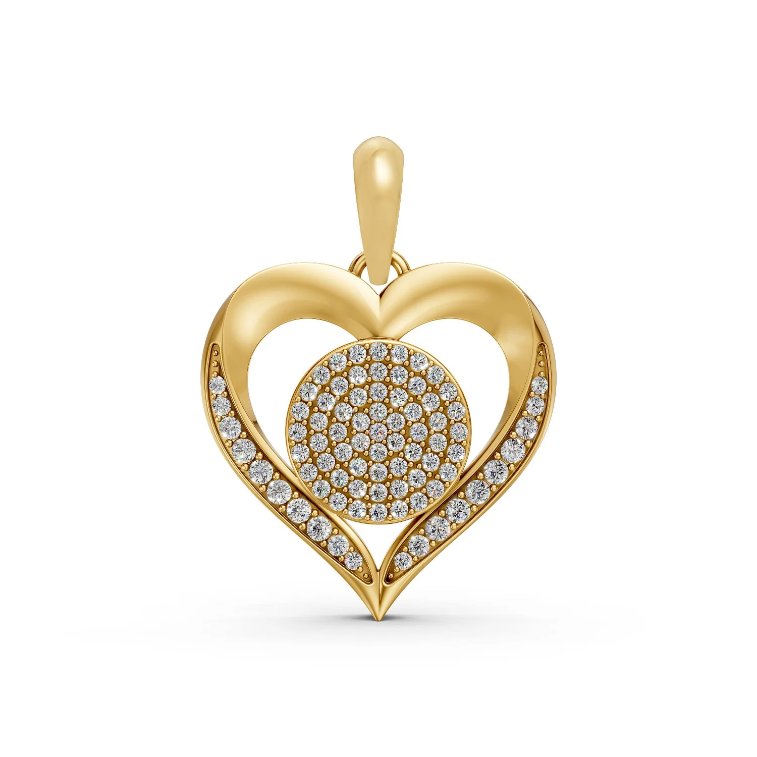 Iced Out Heart Framed Round Cluster 0.49 CT.T.W Round Diamonds Pendant for Her