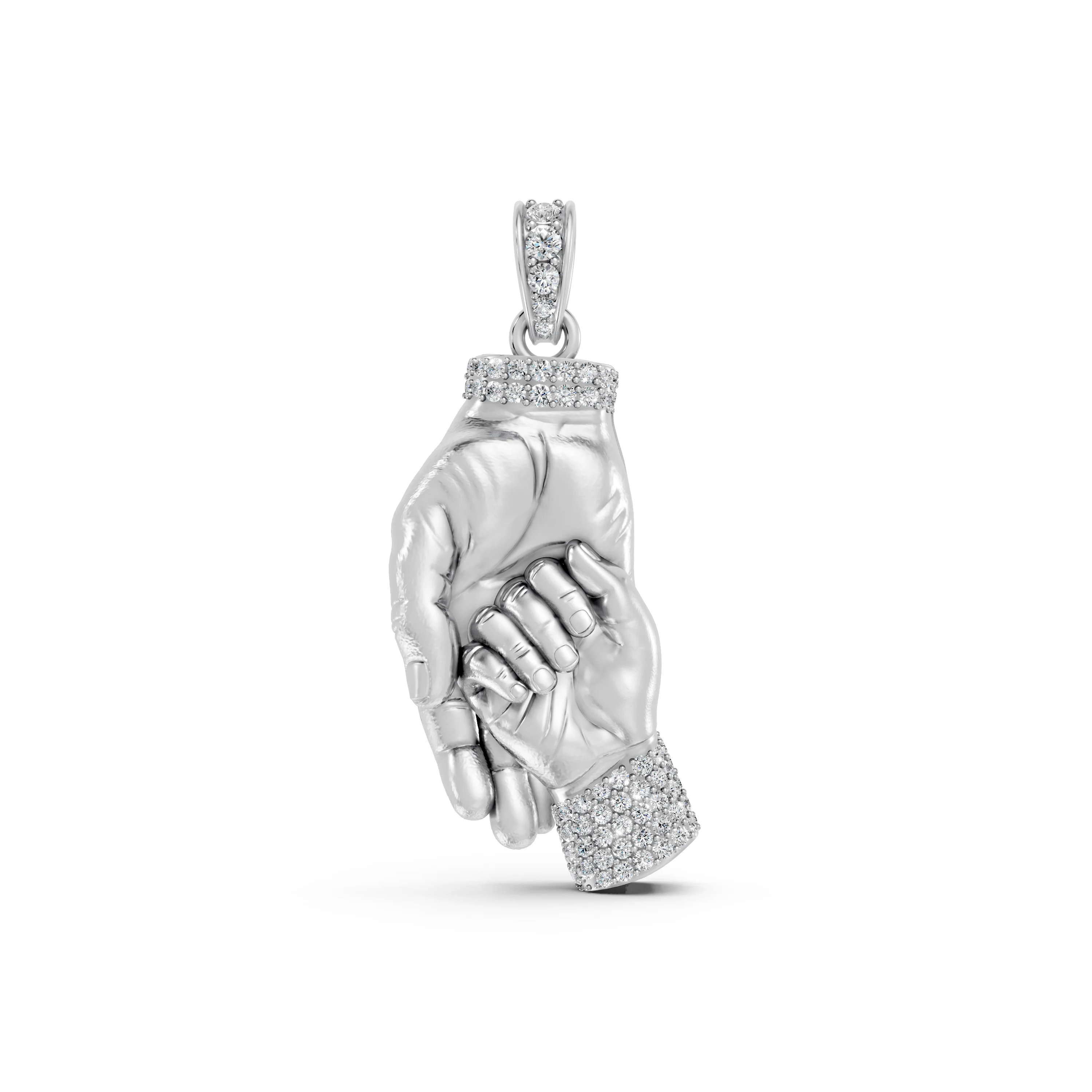 10K White Gold Hand Holding Pendant 0.35 CT.T.W with Diamond - A Meaningful Gift