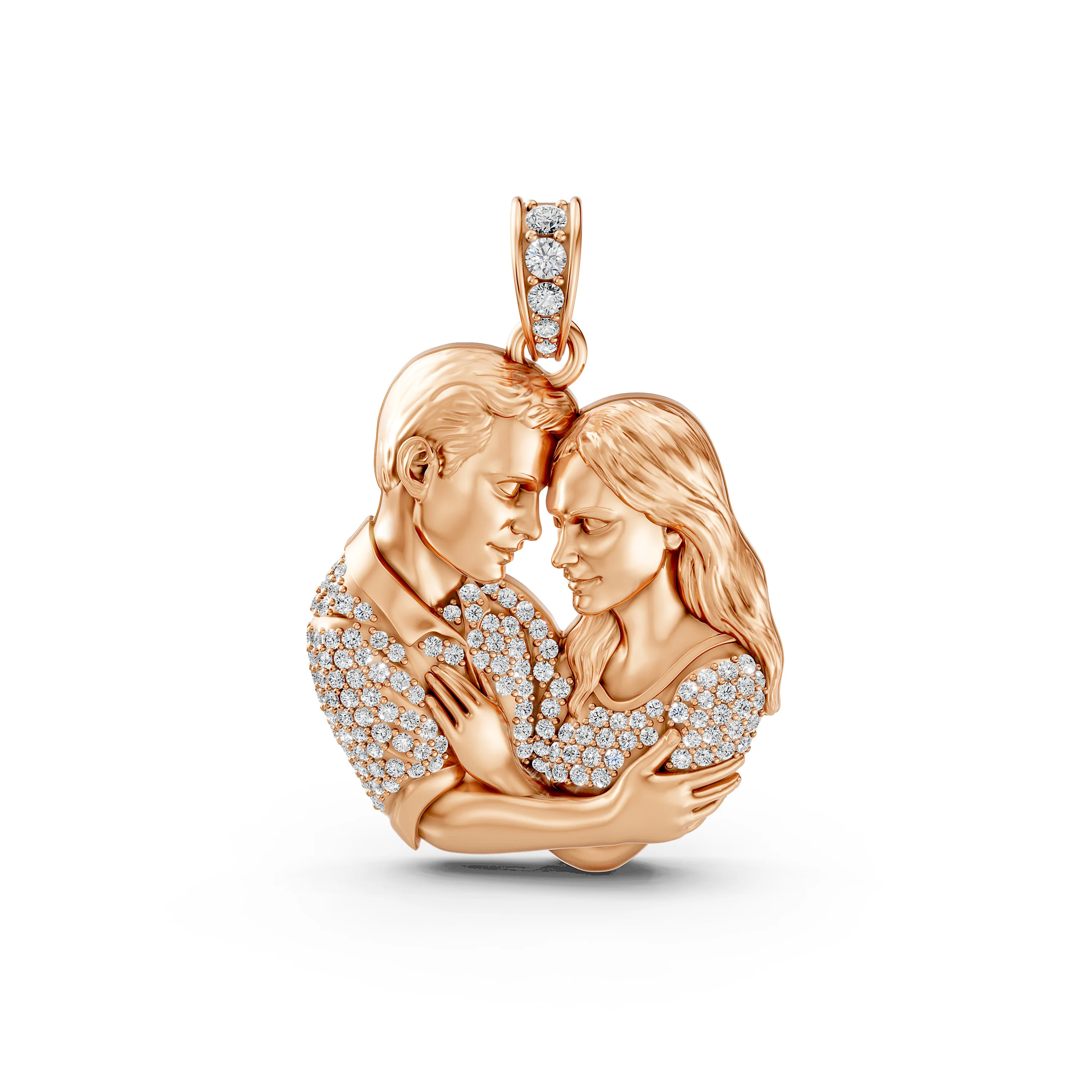 10K Rose Gold Heart Shaped Couple Pendant 0.50 CT.T.W Diamond
