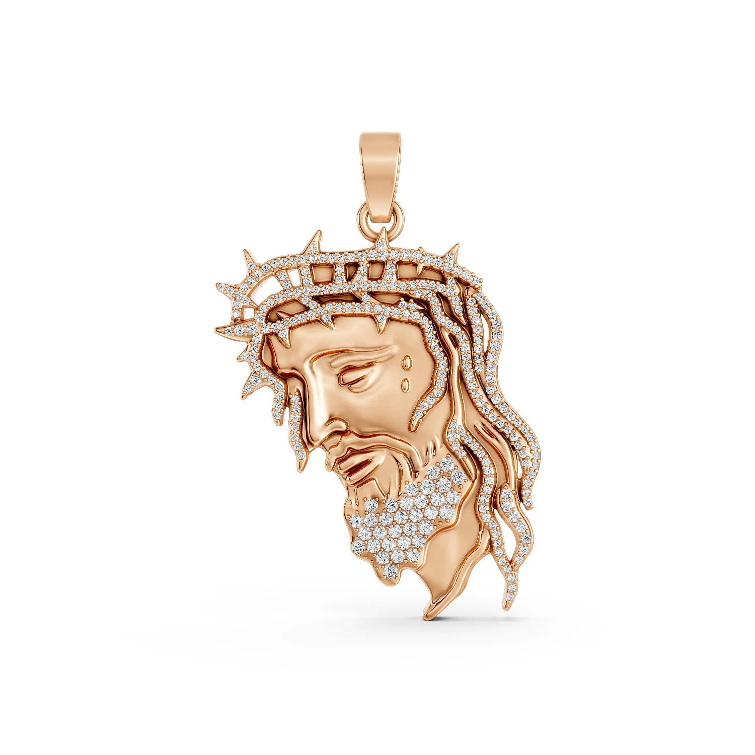 Solid Gold Jesus Pendant with 0.49 CT.T.W Intricate Natural Diamond Detailing
