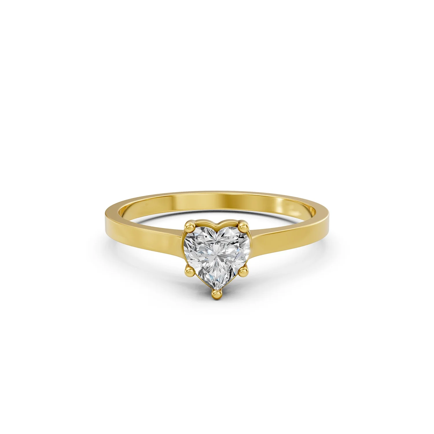 Solid Gold Heart Cut Solitaire Diamond Ring For Her