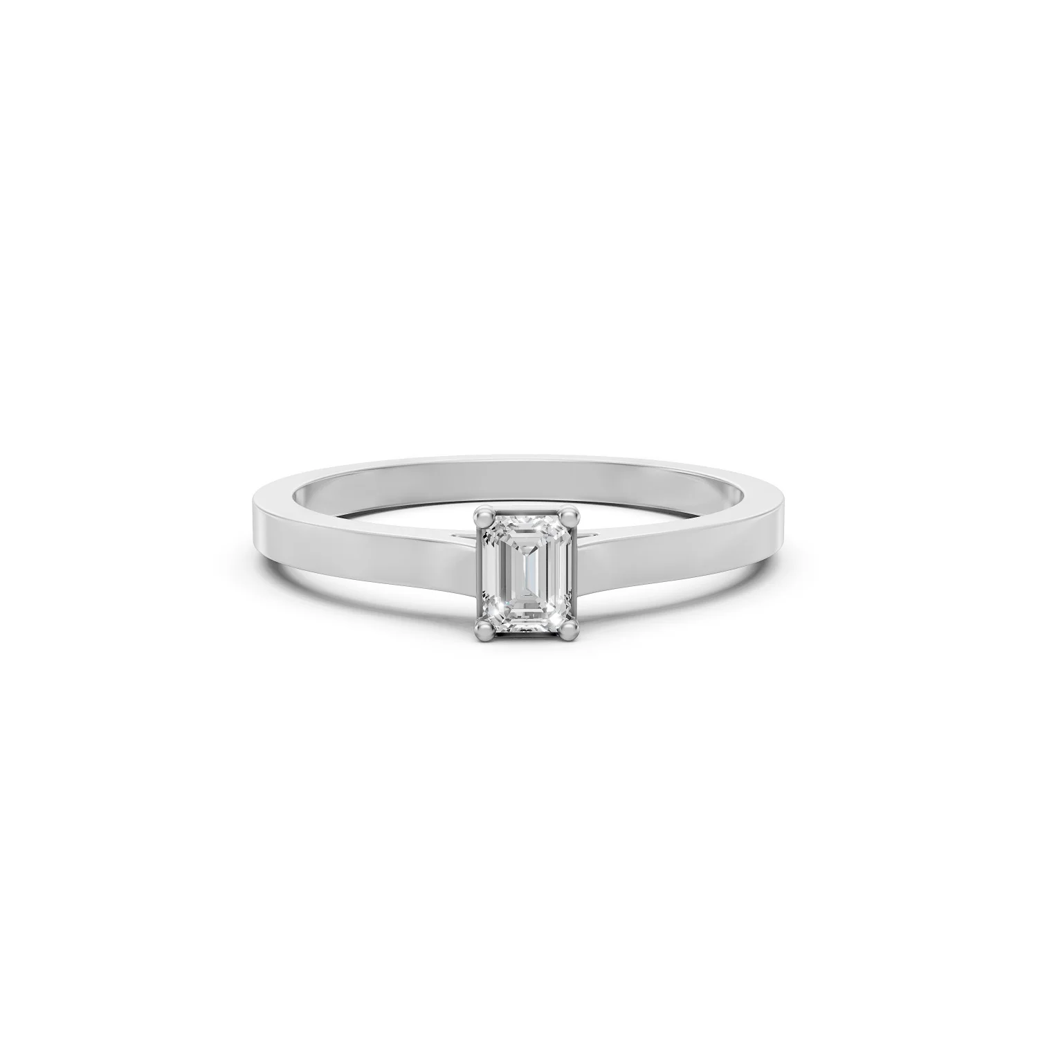 10K White Gold 0.20 Carat Emerald Cut Solitaire Diamond Ring For Her | US-7
