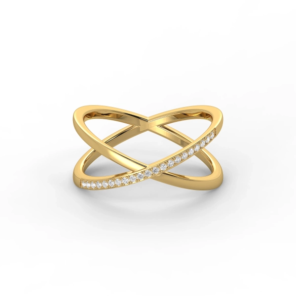 10K Yellow Gold  Cross-Over Diamond Ring best gift for her | US-6