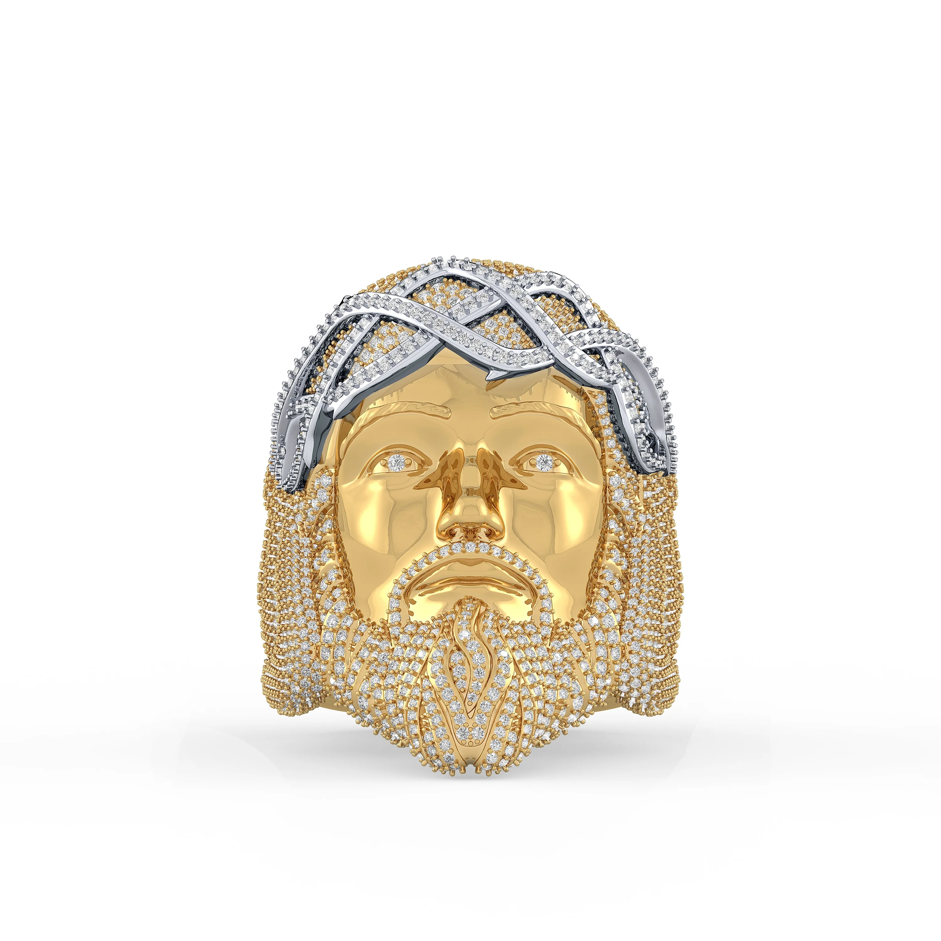 Jesus Face Ring with 3.01 CT.T.W Diamonds