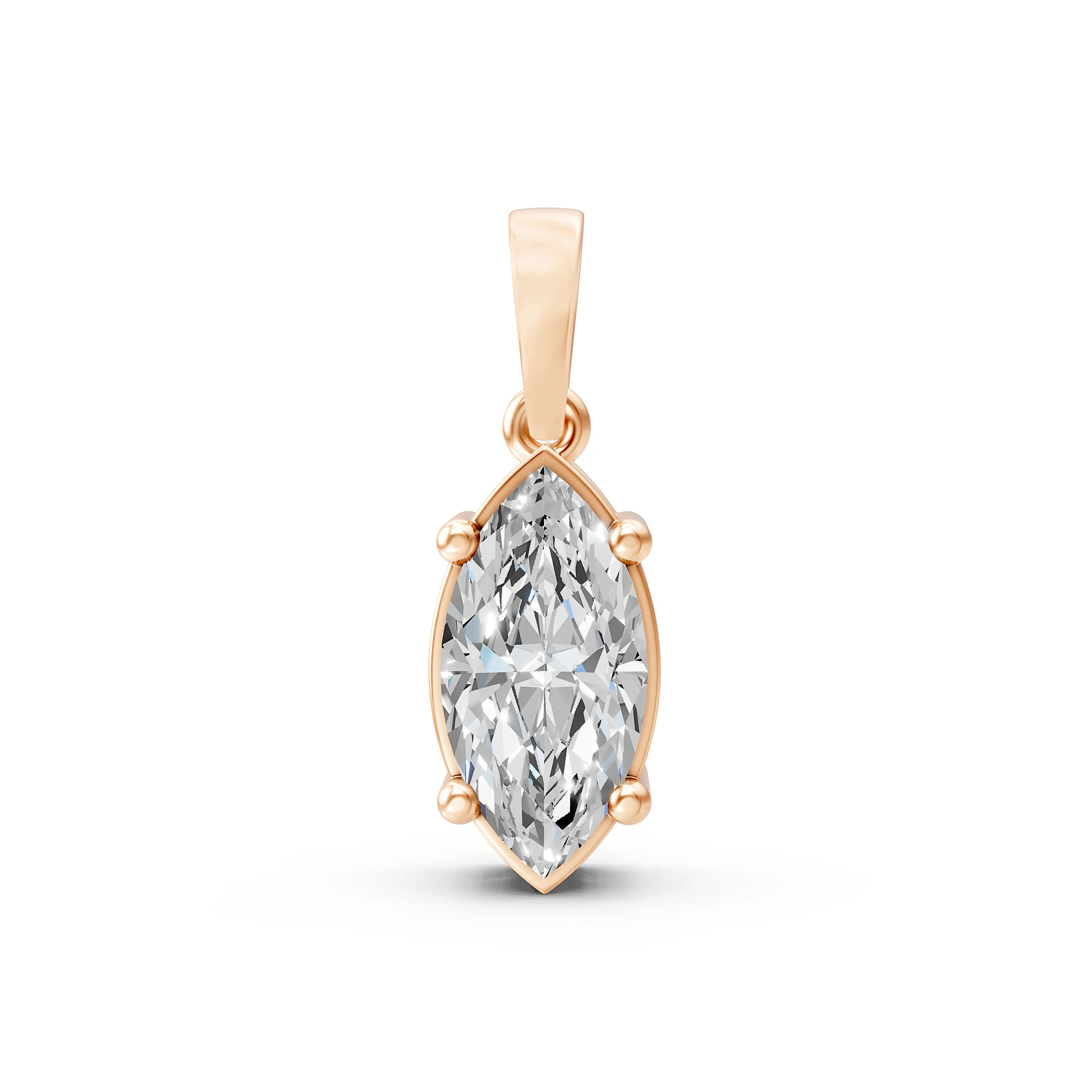 10K Rose Gold 0.75 Carat Solitaire Marquise Cut Diamond Pendant