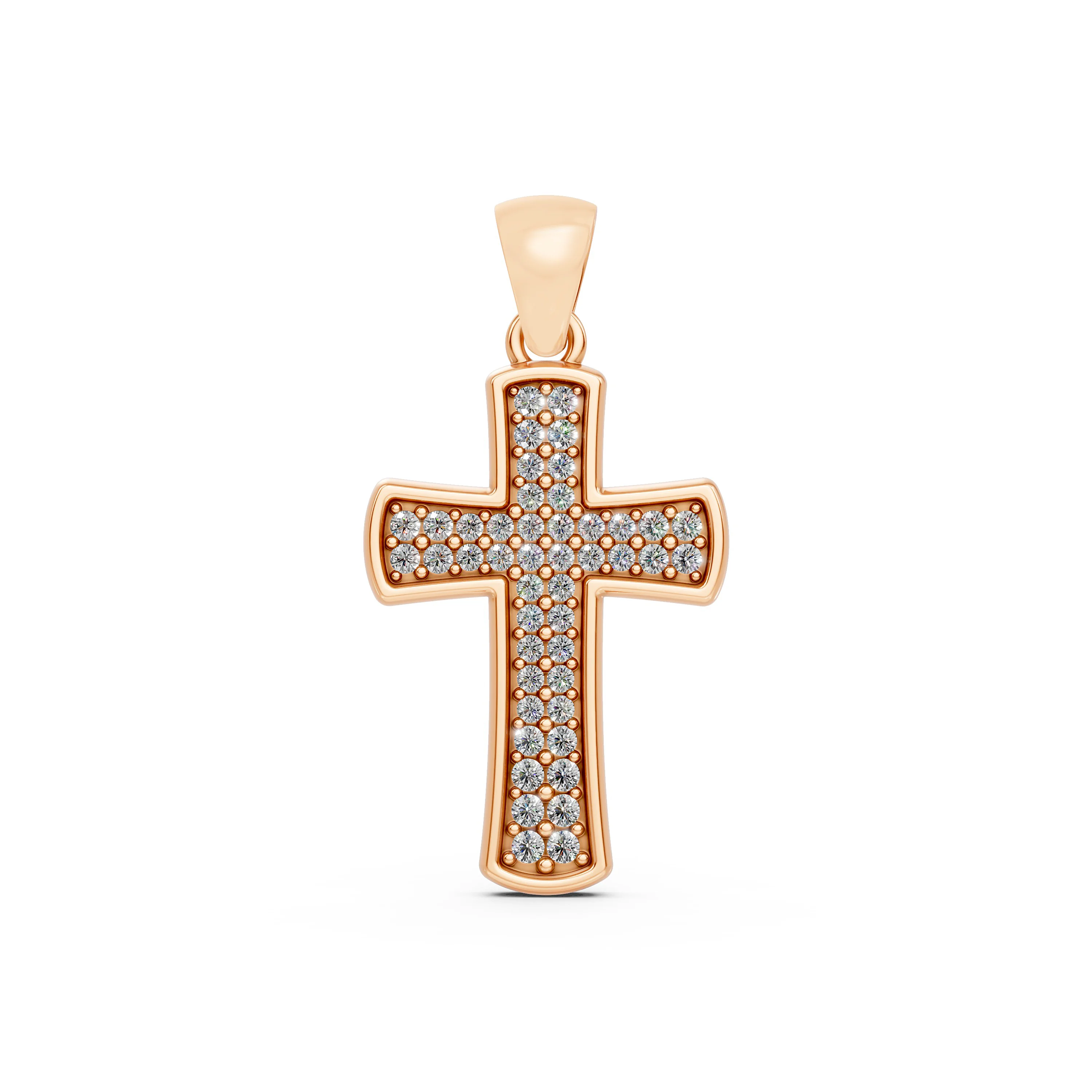 10K Rose Gold Cross Pendant 0.26 CT.T.W Diamonds