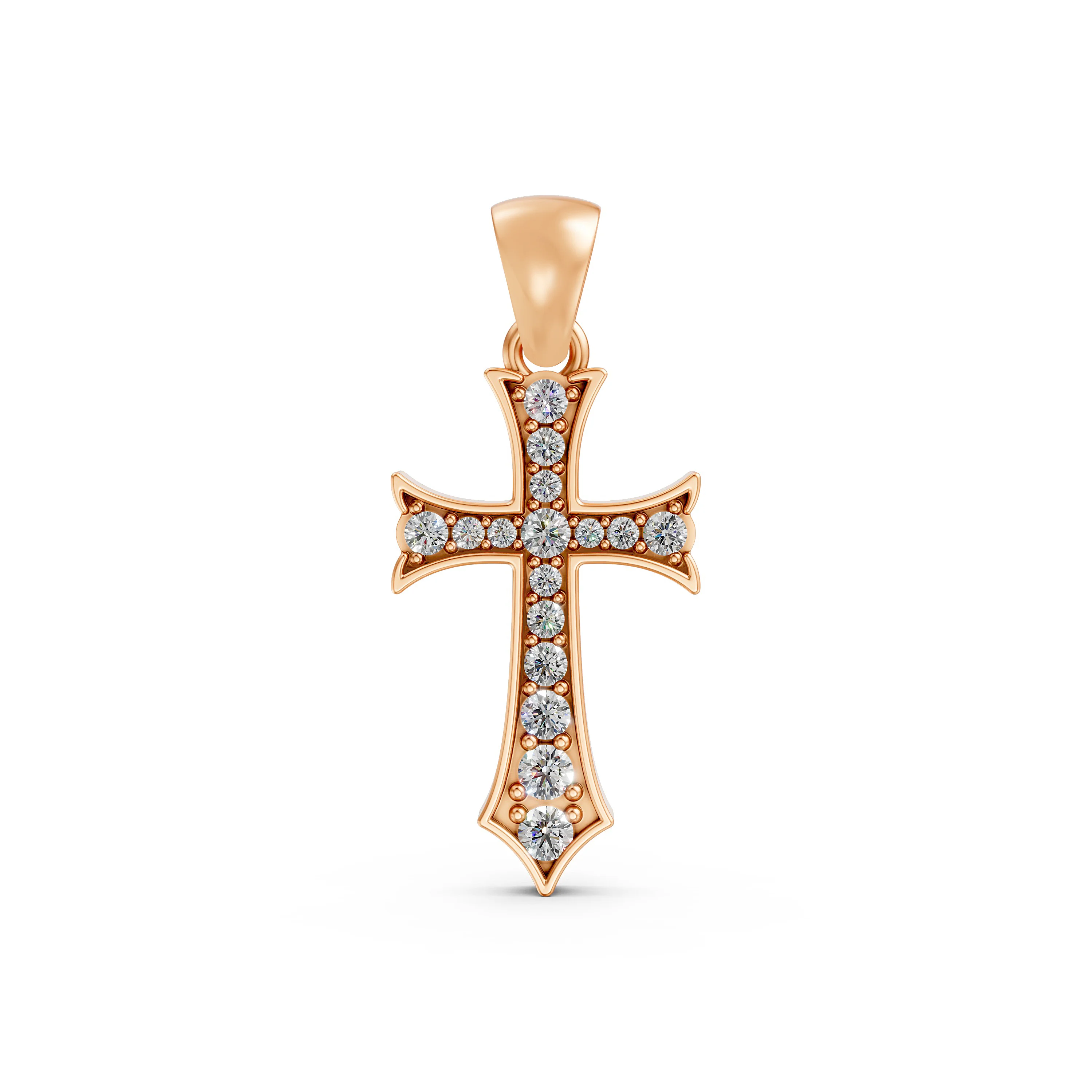 10K Rose Gold Cross Pendant with 0.21 CT.T.W Diamonds