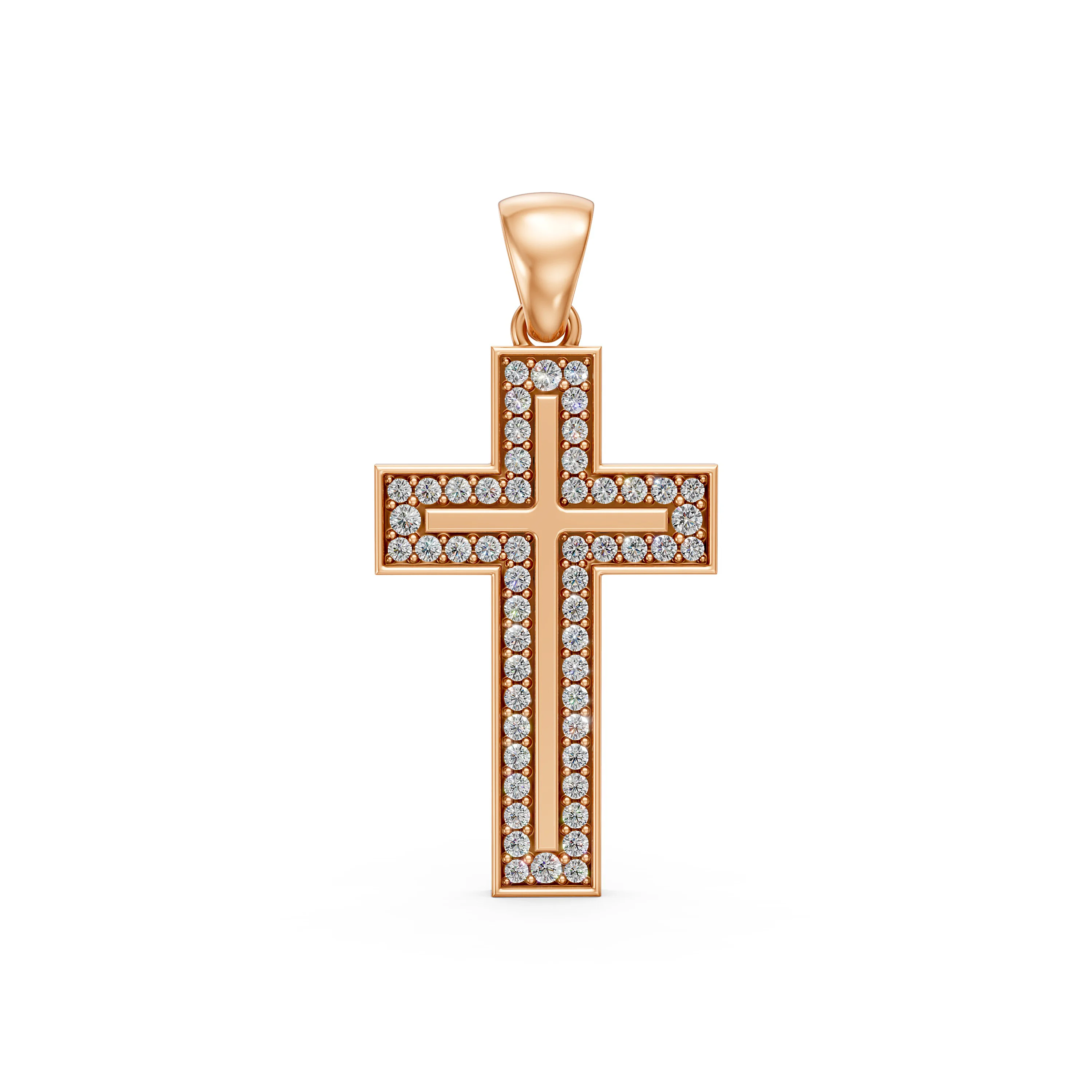 10K Rose Gold Cross Pendant with 0.33 CT.T.W Diamond