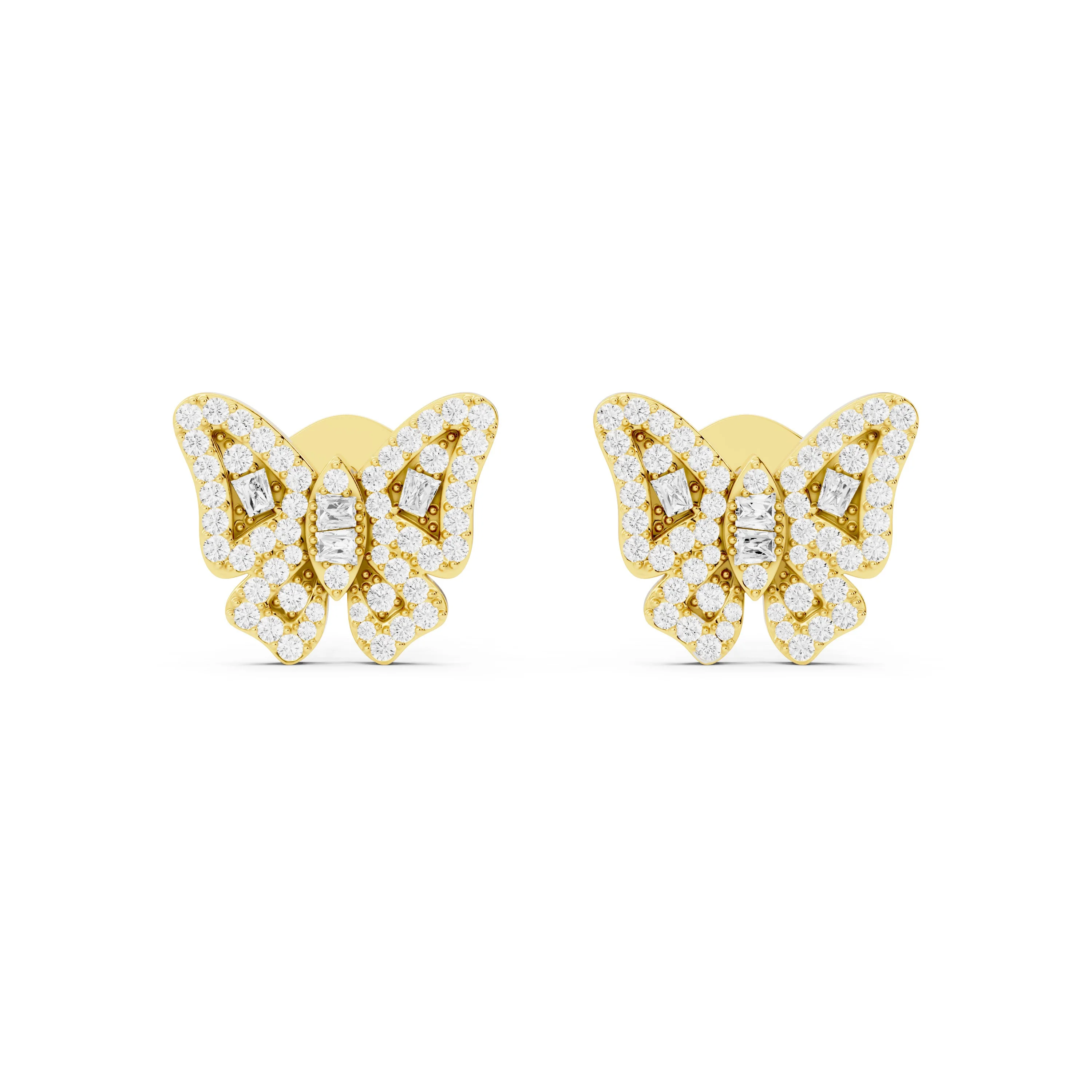 Elegant Diamond Butterfly Stud Earrings