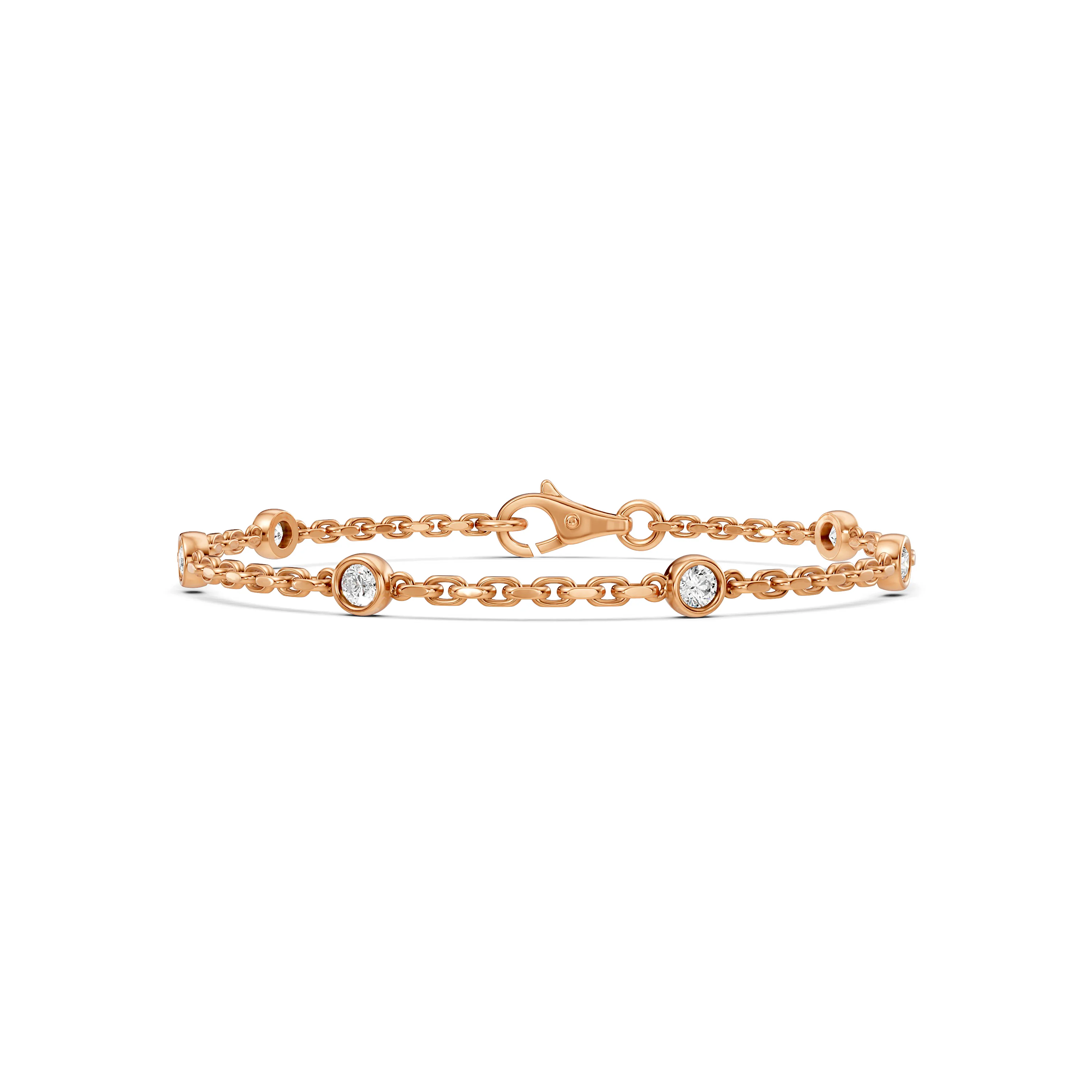 Stylish Round Natural Diamonds Charm Bracelet in Luxe Gold with Lobster Lock | Daily Wear Jewelry