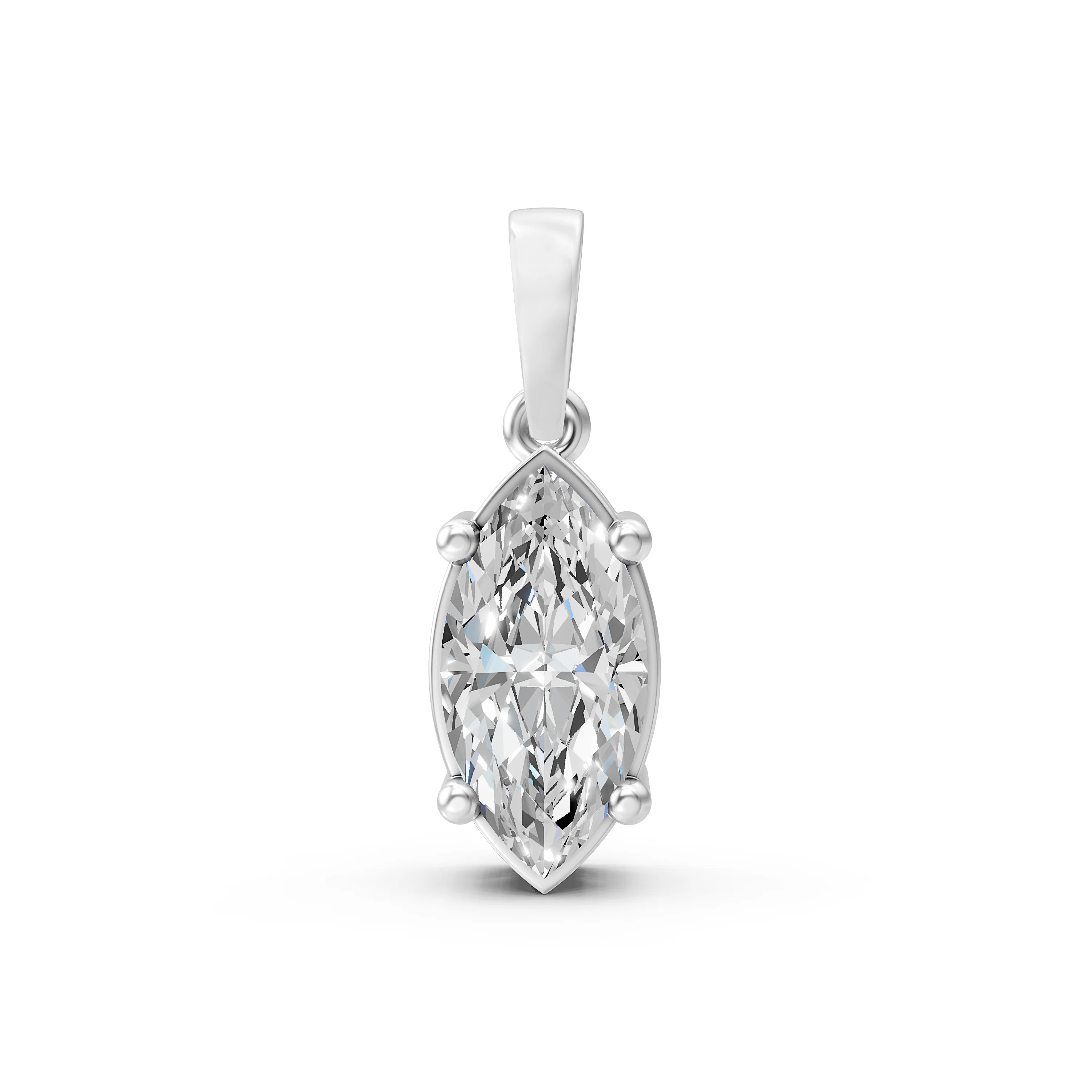 10K White Gold 0.75 Carat Solitaire Marquise Cut Diamond Pendant