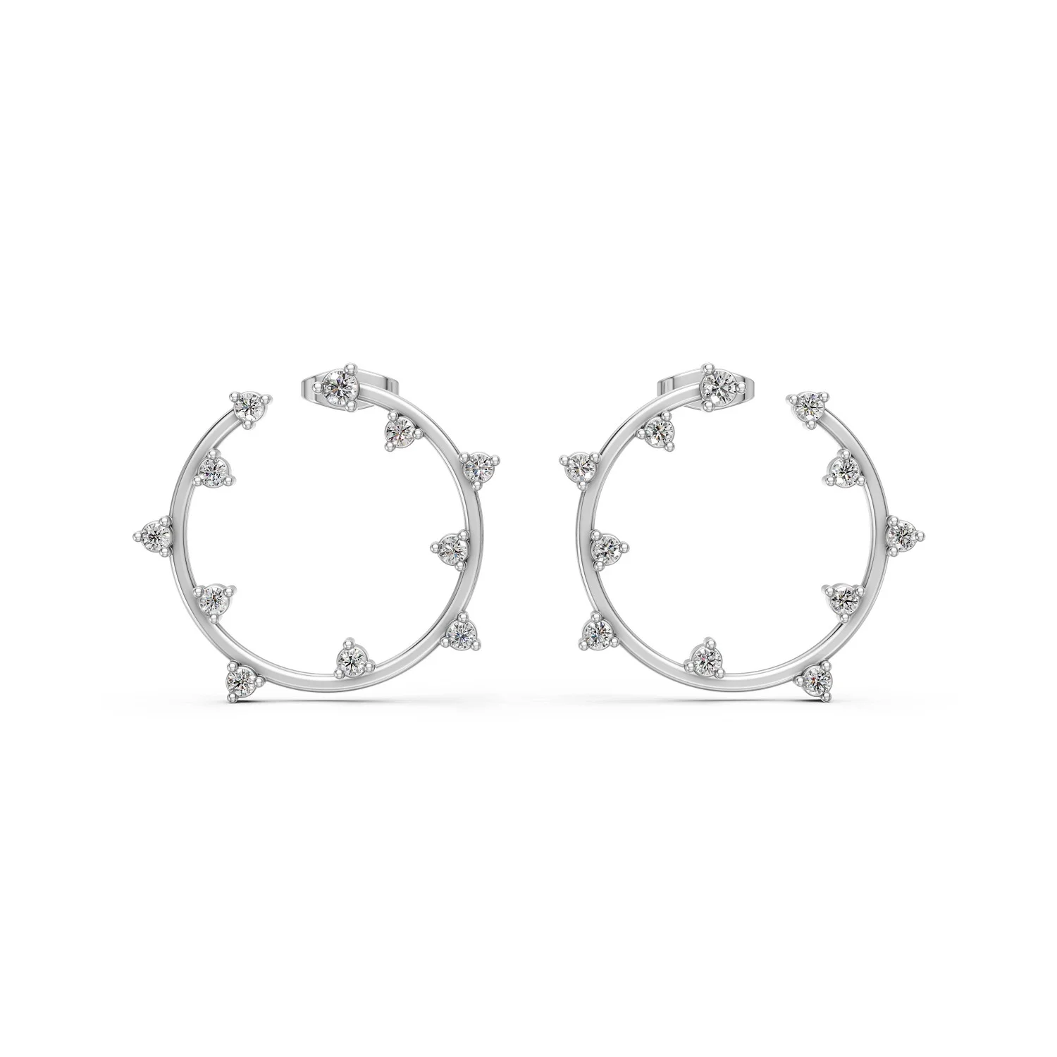 10K White Gold Diamond Classic Stud Earrings