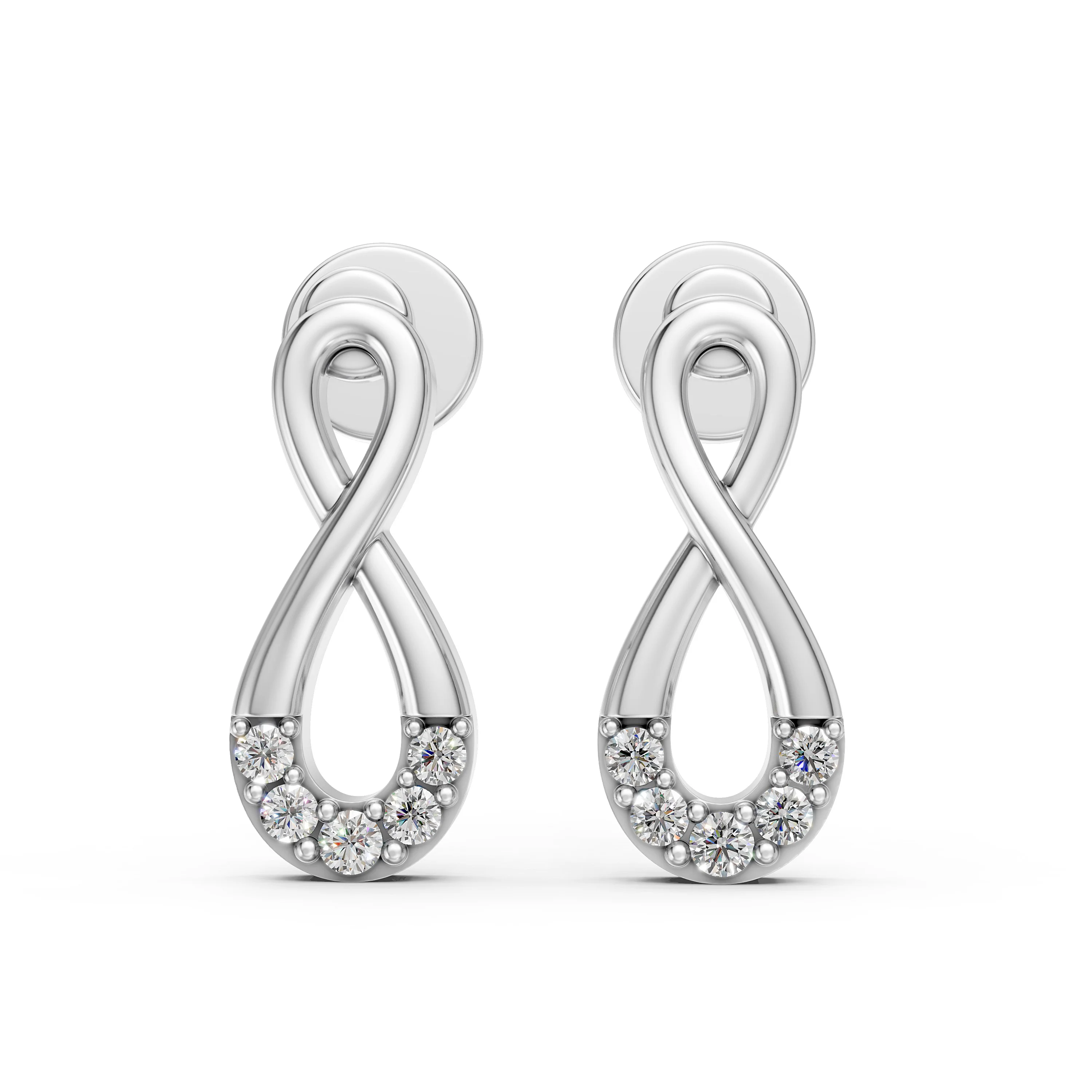 10K White Gold Infinity Earrings with Natural Diamonds