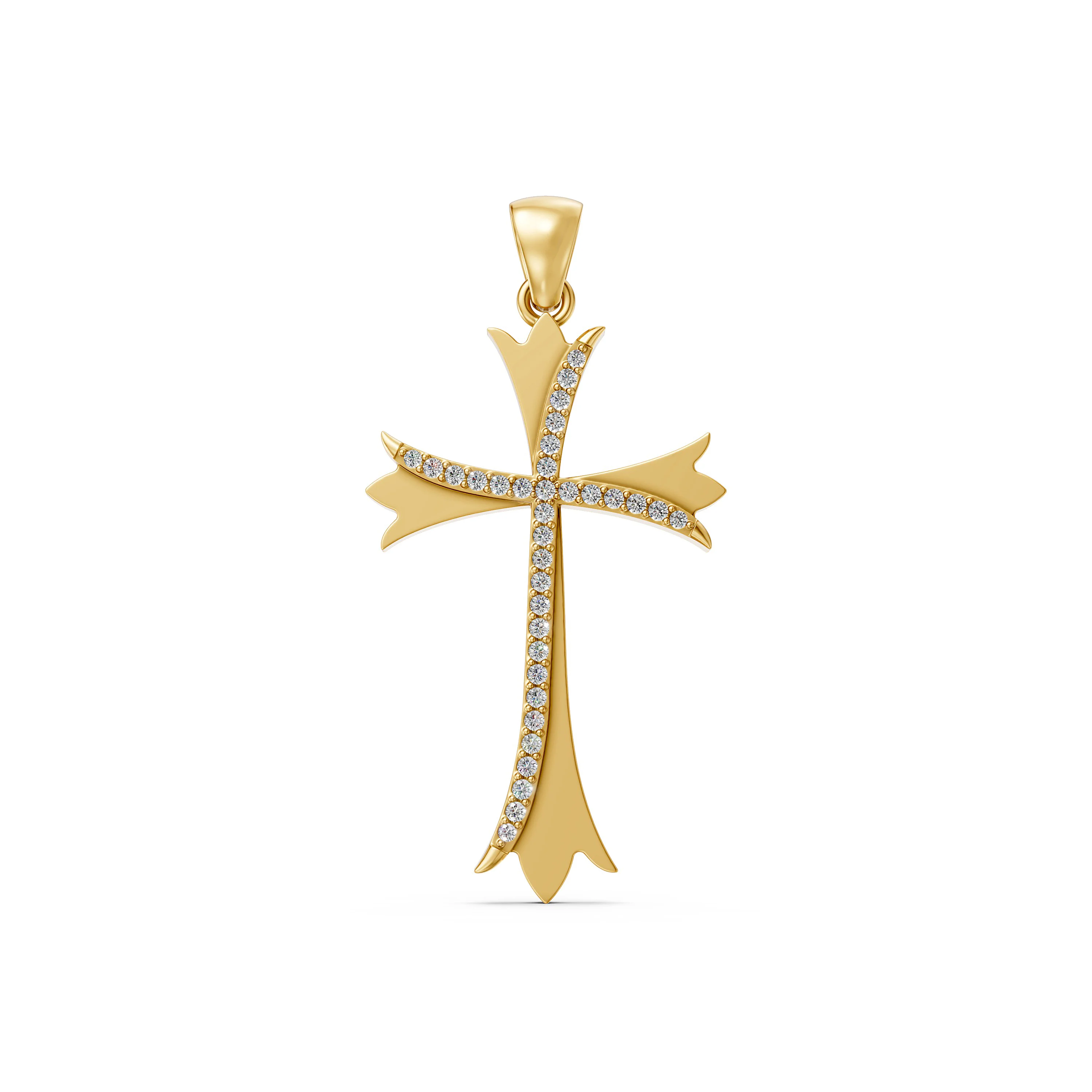 Solid Gold 0.16 CT.T.W Diamond Cross Pendant with Unique Design
