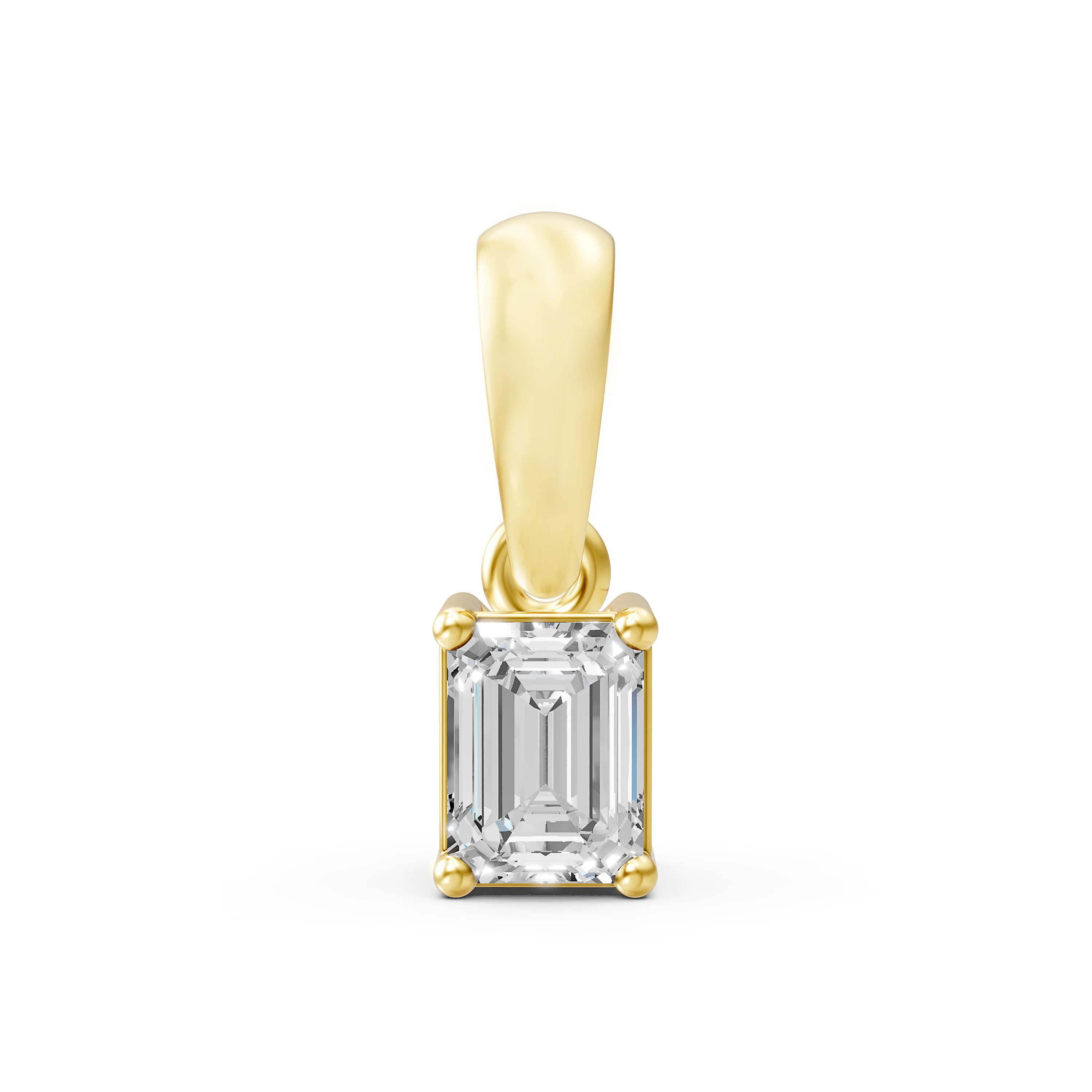 Solid Gold 0.20 Carat Emerald Bezel Cut Solitaire Diamond Unisex Pendant
