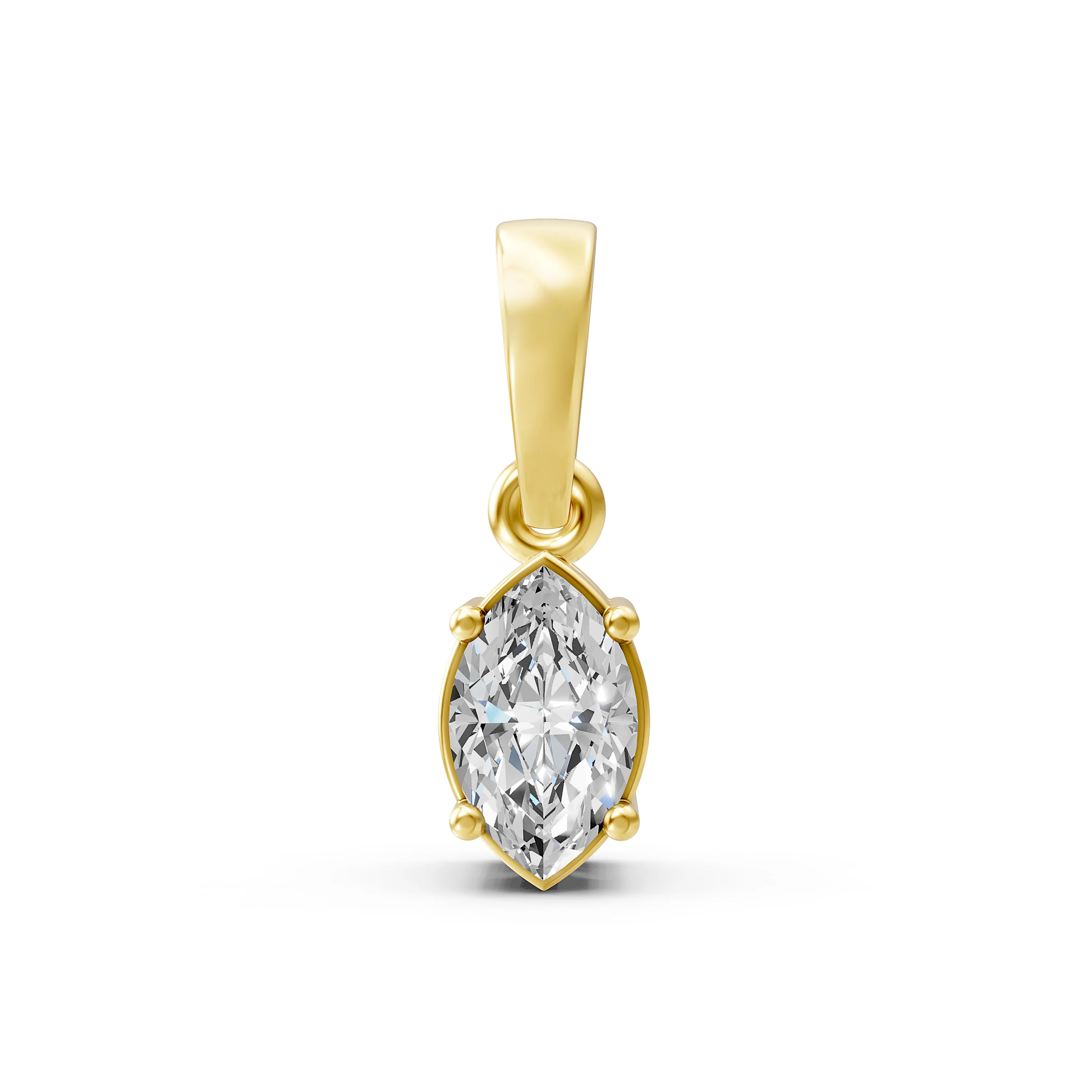 Solid Gold 0.20 Carat Solitaire Marquise Cut Diamond Pendant