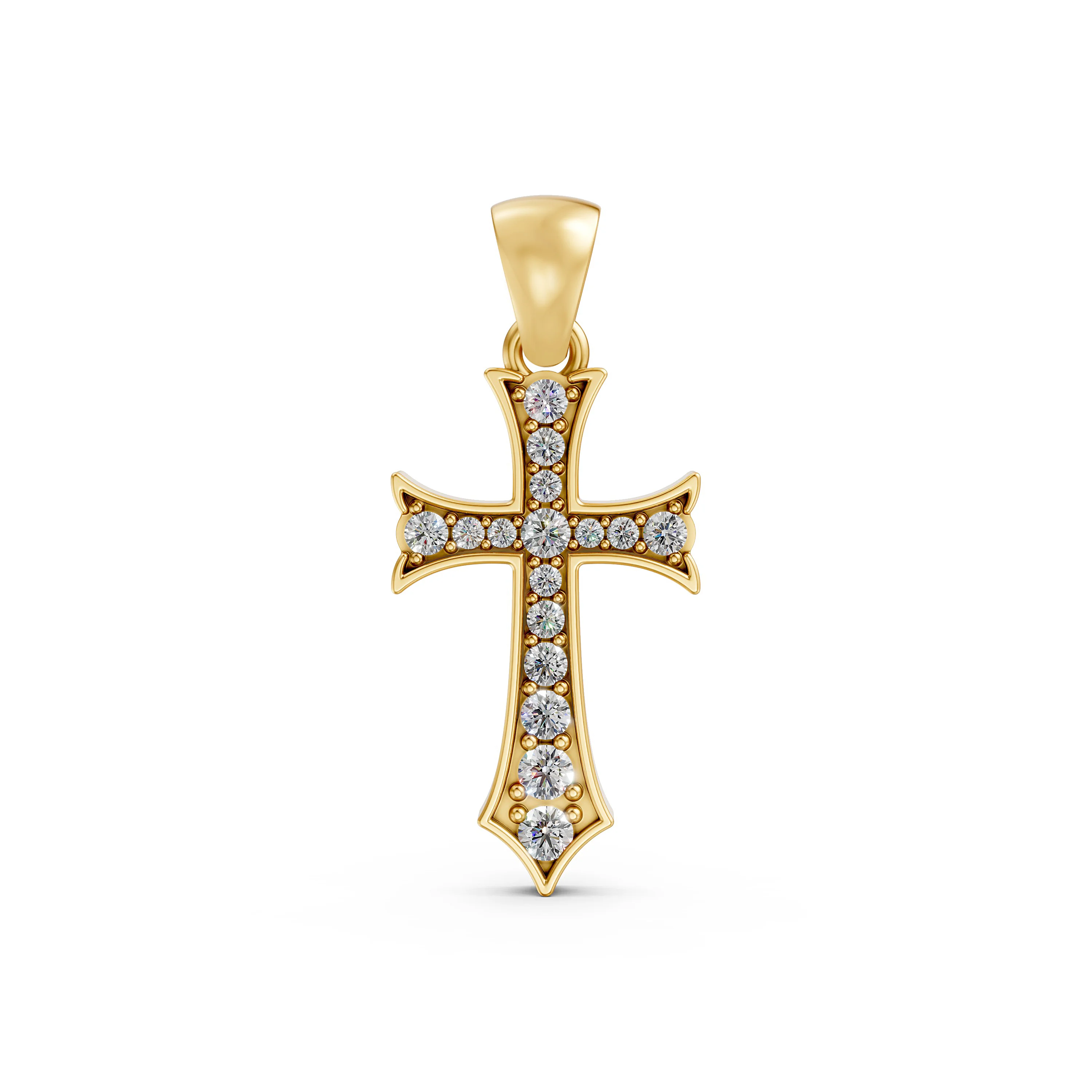 Solid Gold Cross Pendant with 0.21 CT.T.W Diamonds