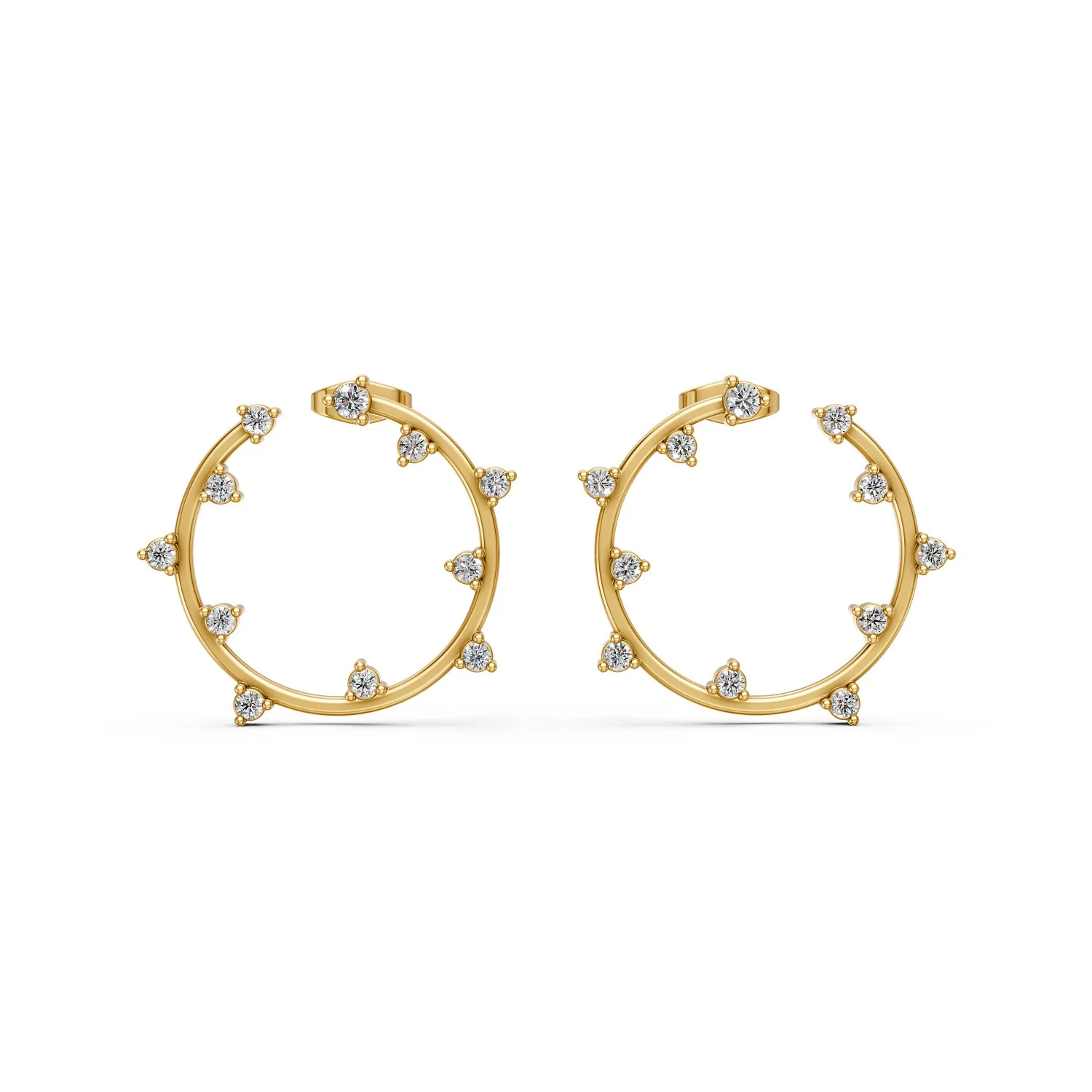 Solid Gold Diamond Classic Stud Earrings