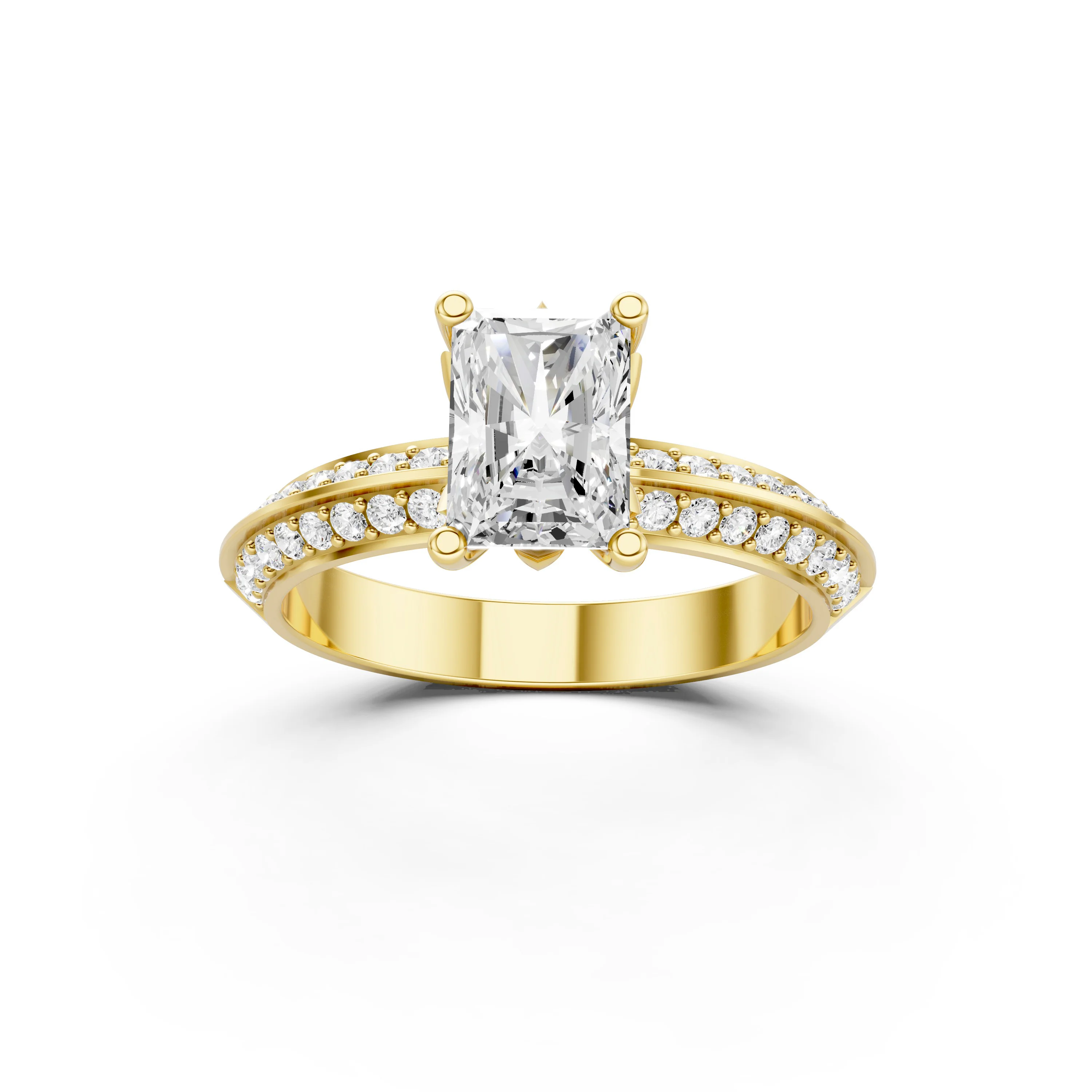 Solid Gold Glamorous Radiant Lab Grown Diamond Engagement Ring
