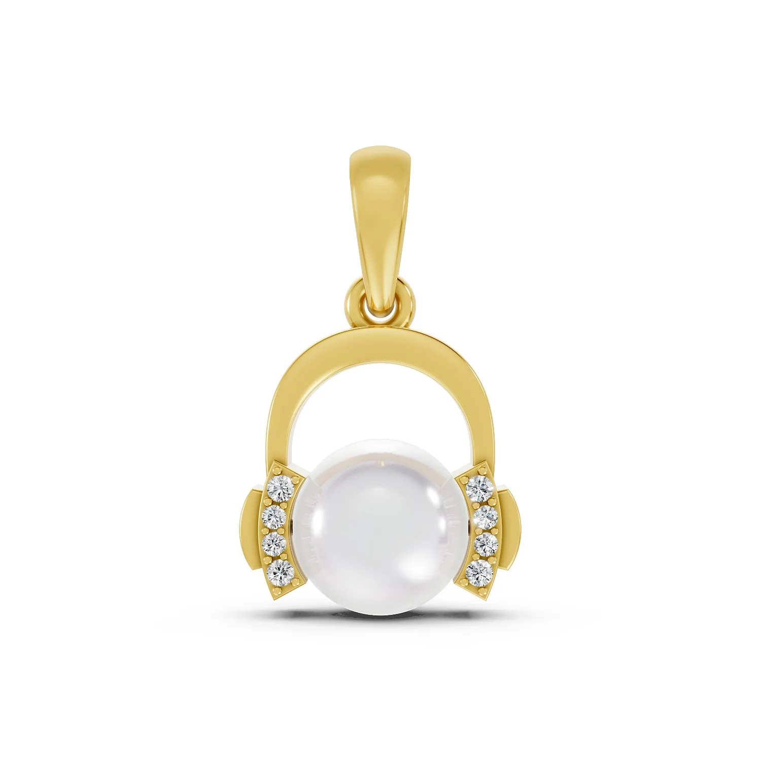 Solid Gold Pendant with Natural Diamond Accents and Lustrous Pearl